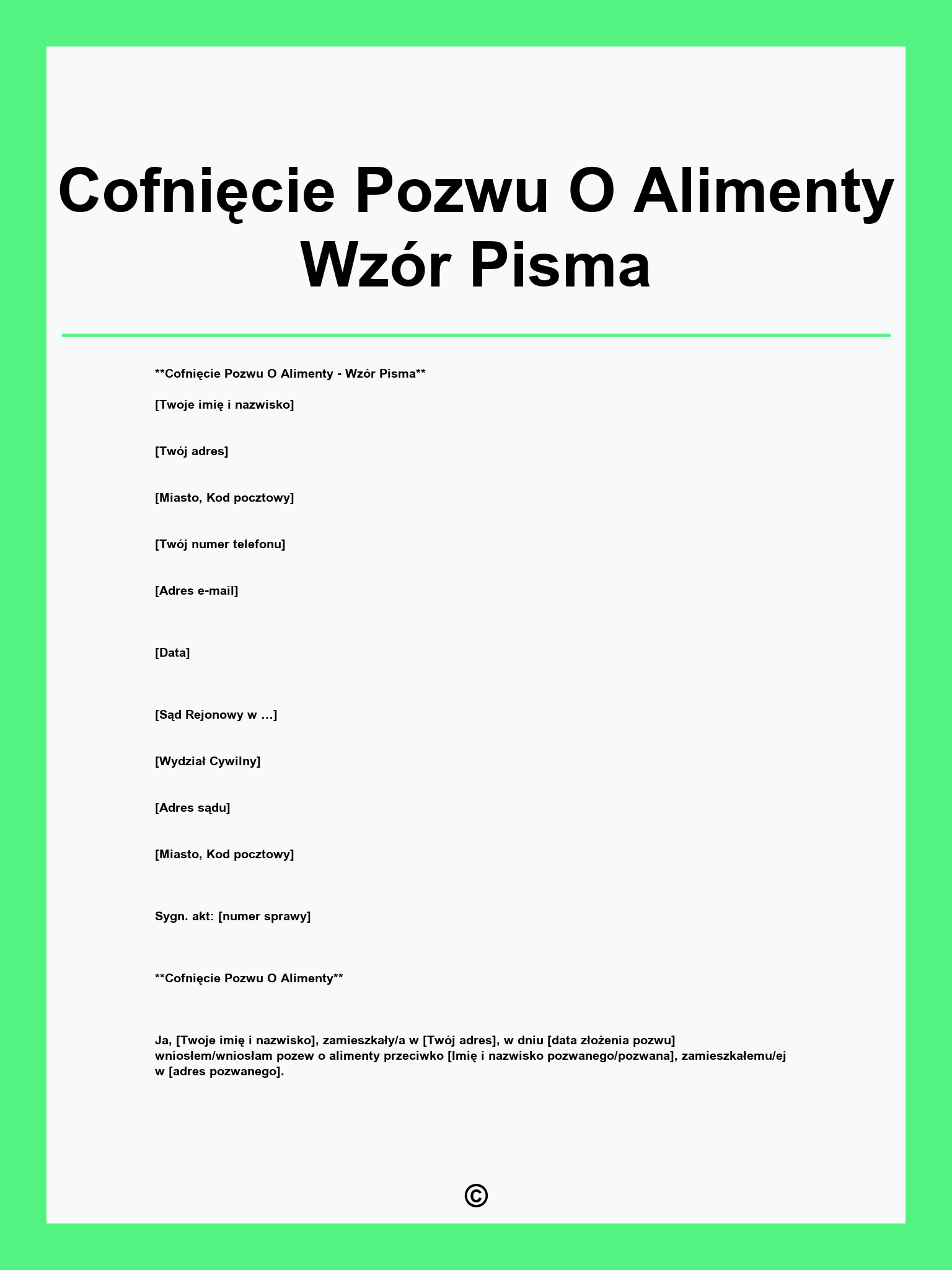Cofnięcie Pozwu O Alimenty Wzór Pisma
