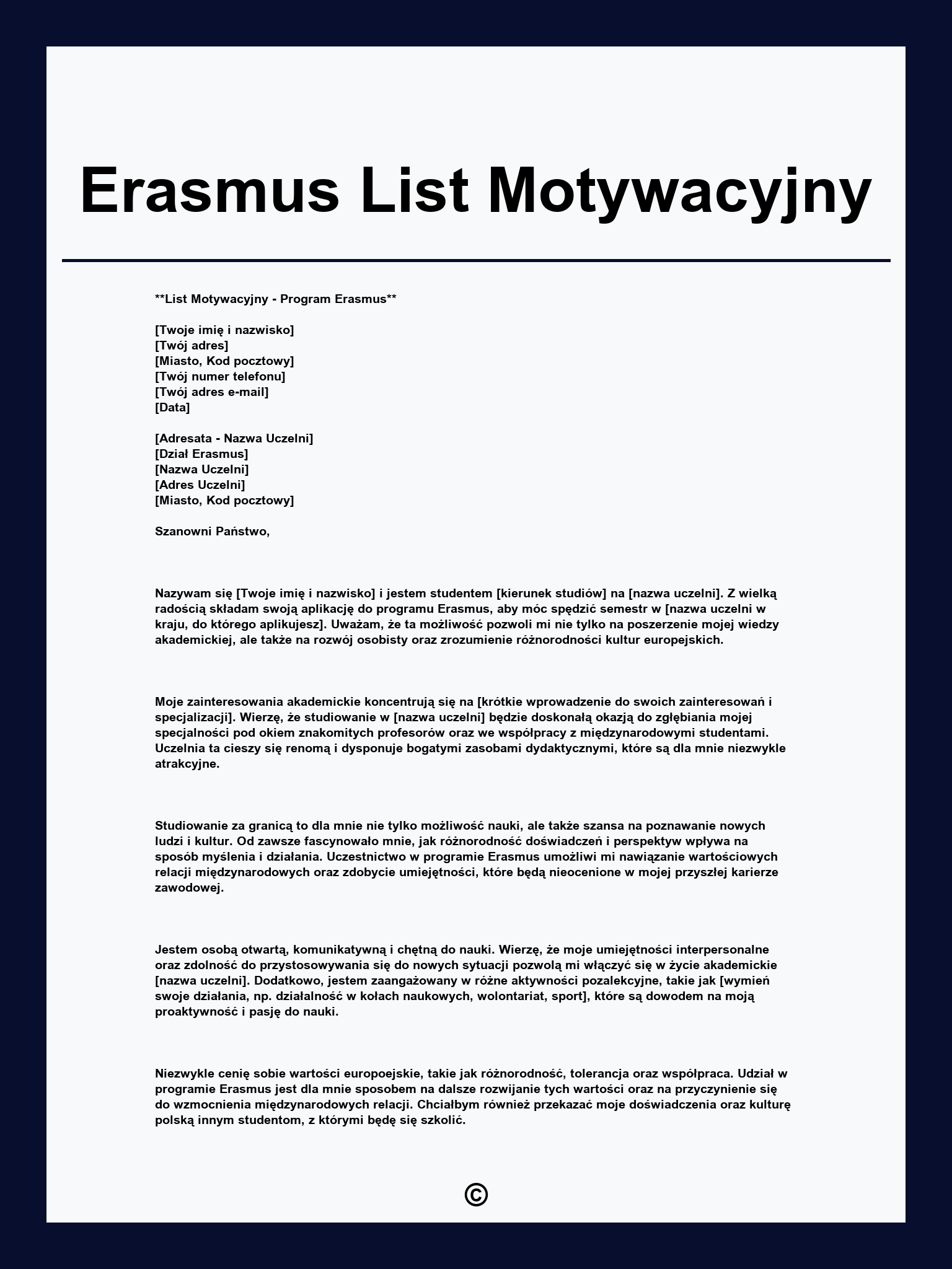 Erasmus List Motywacyjny