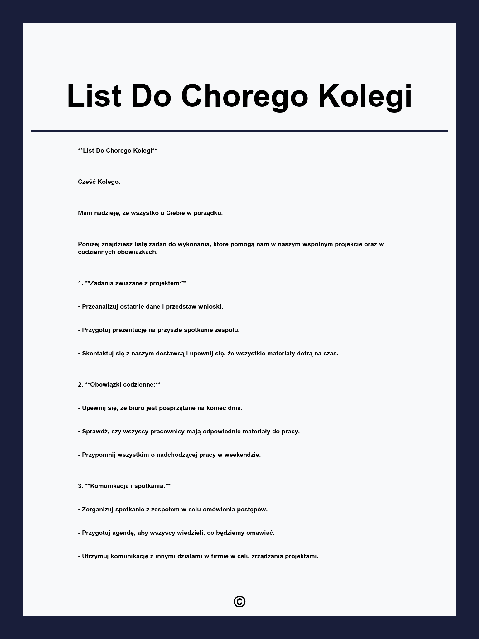 List Do Chorego Kolegi