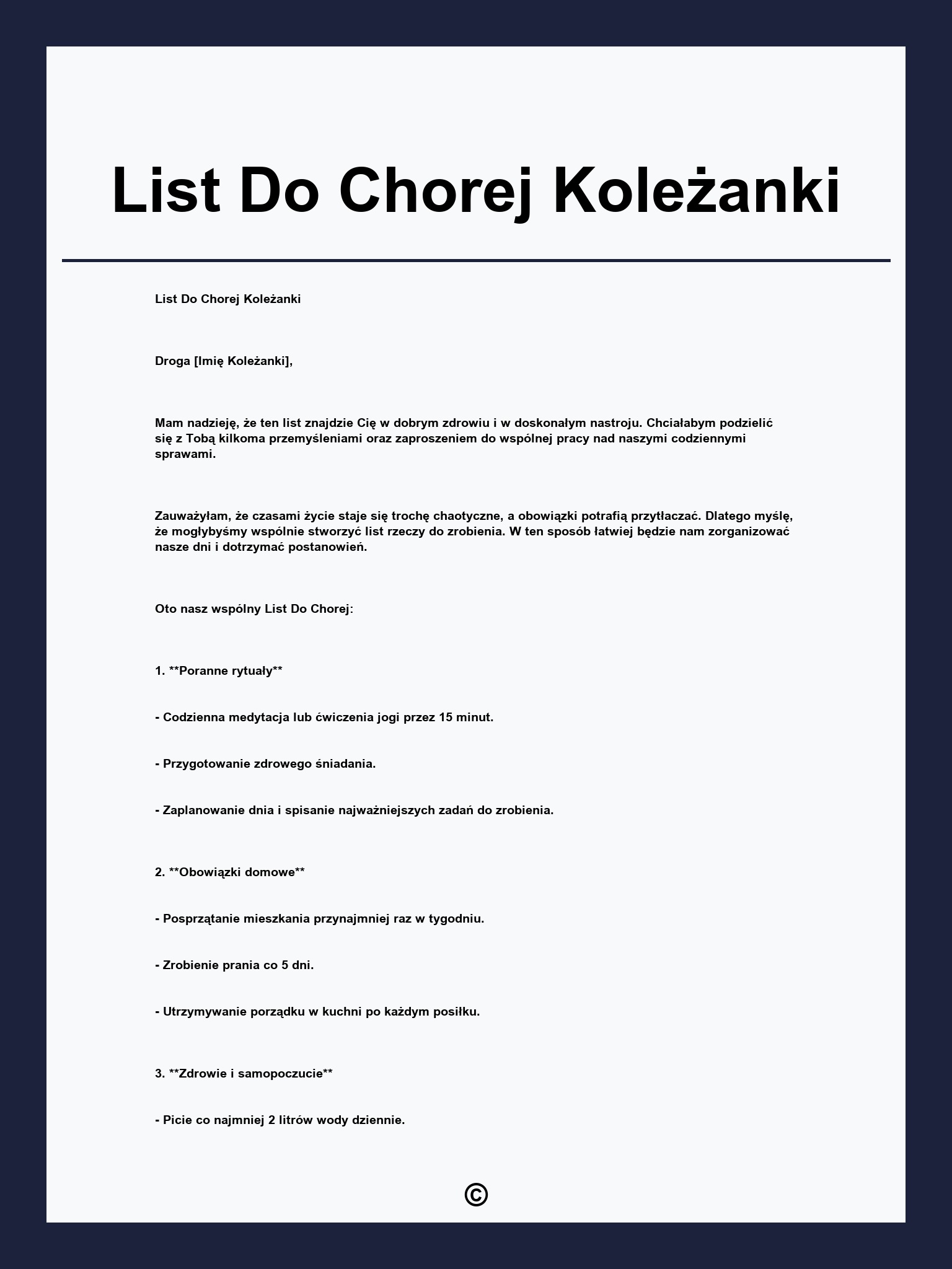 List Do Chorej Koleżanki