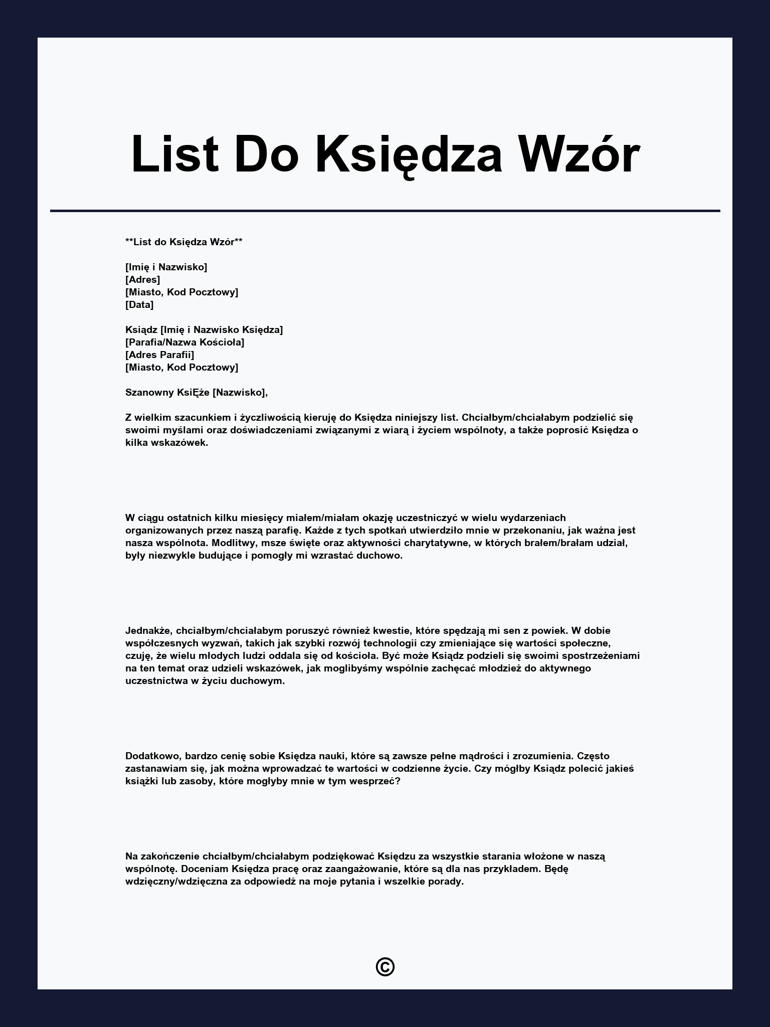 List Do Księdza Wzór