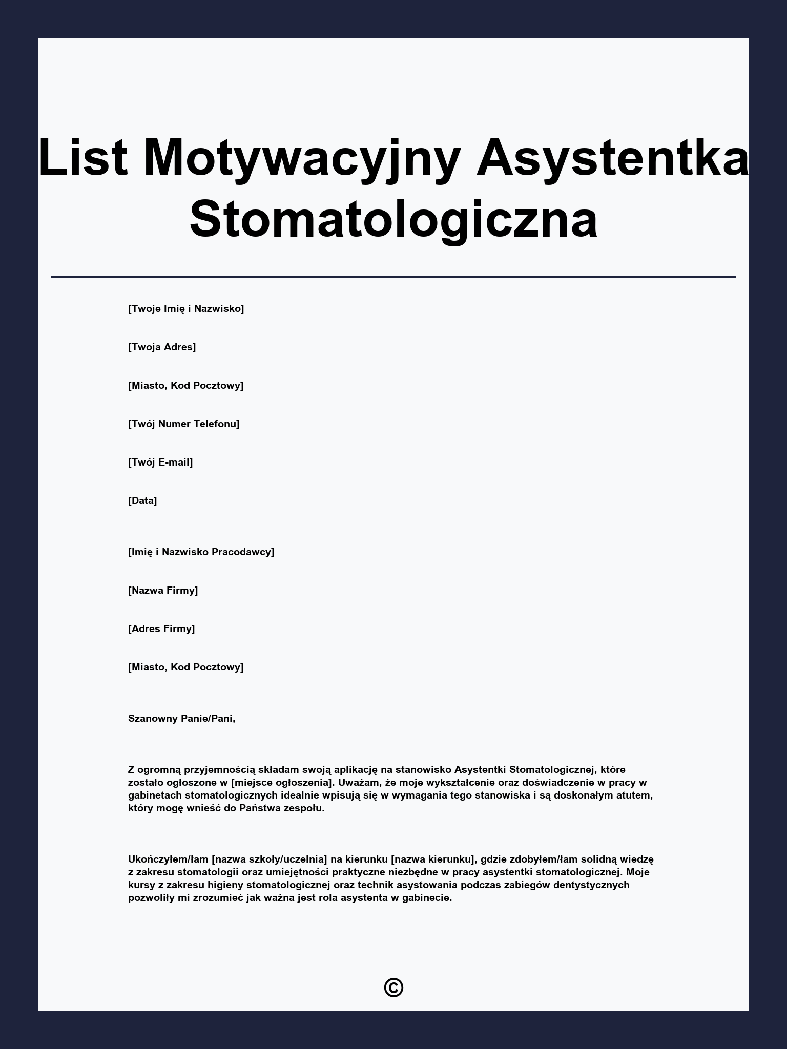 List Motywacyjny Asystentka Stomatologiczna