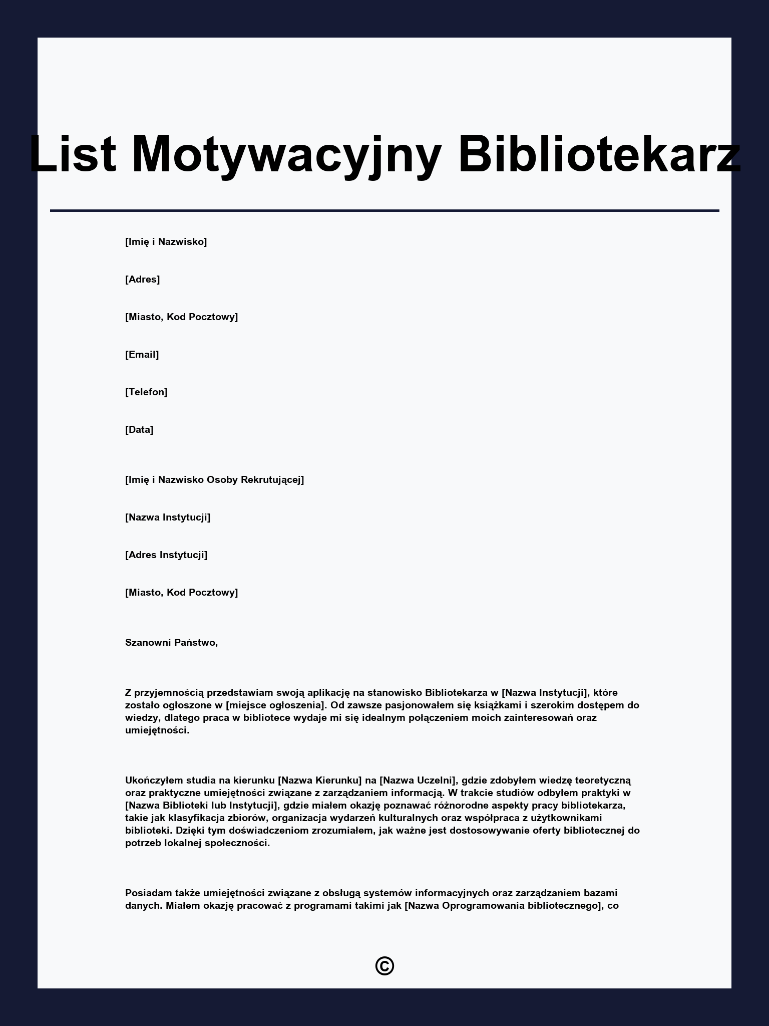 List Motywacyjny Bibliotekarz