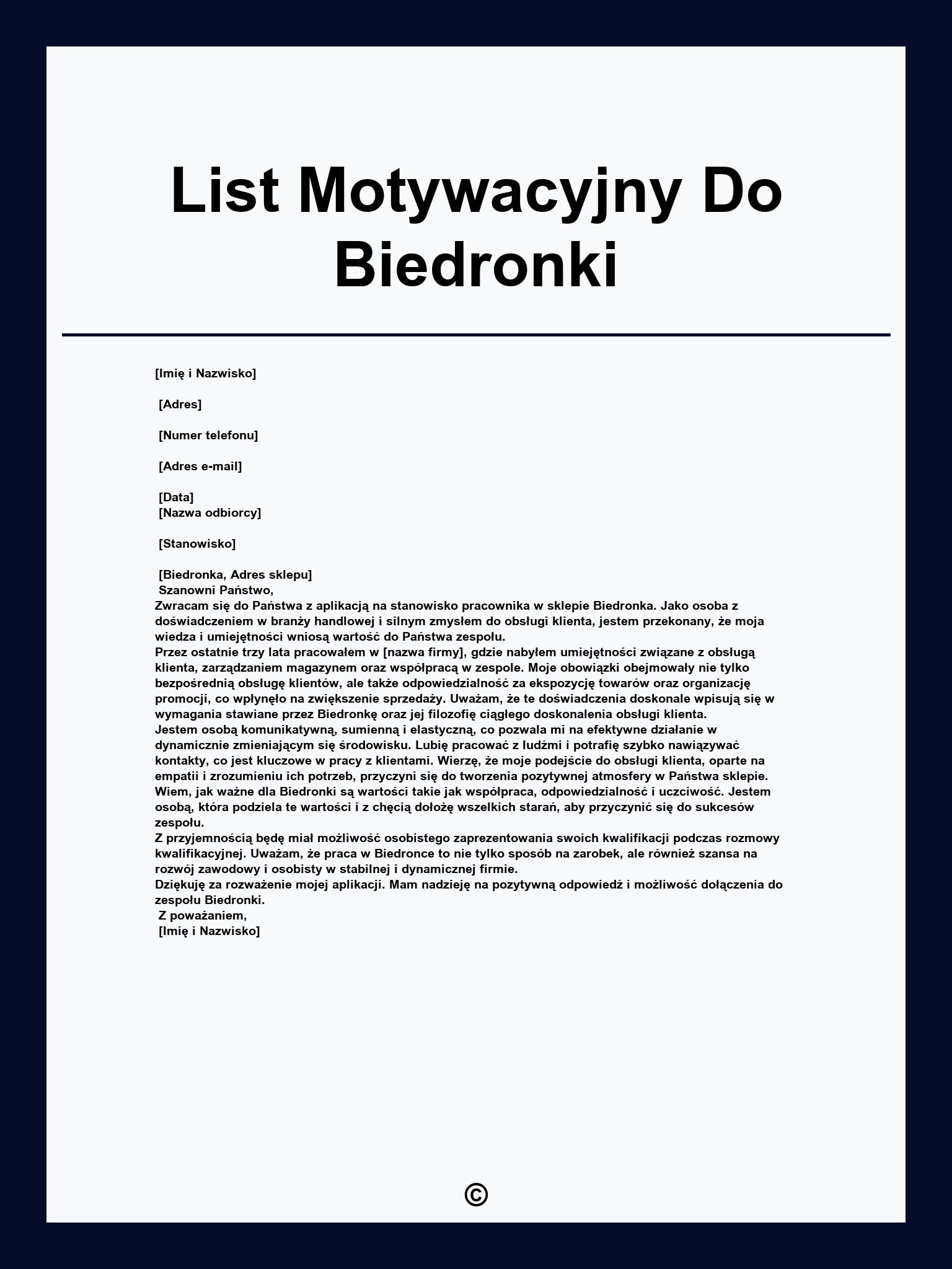List Motywacyjny Do Biedronki