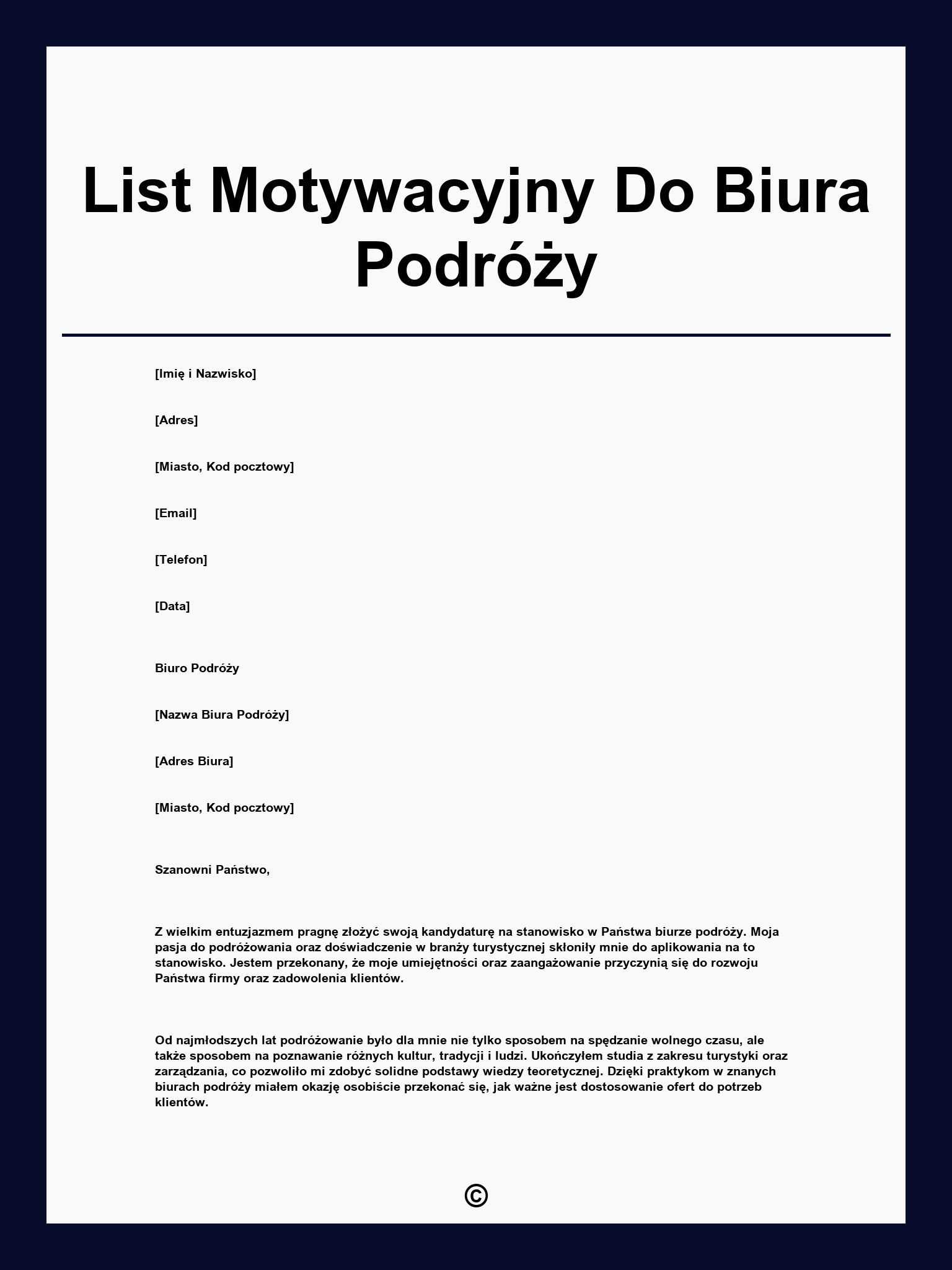 List Motywacyjny Do Biura Podróży
