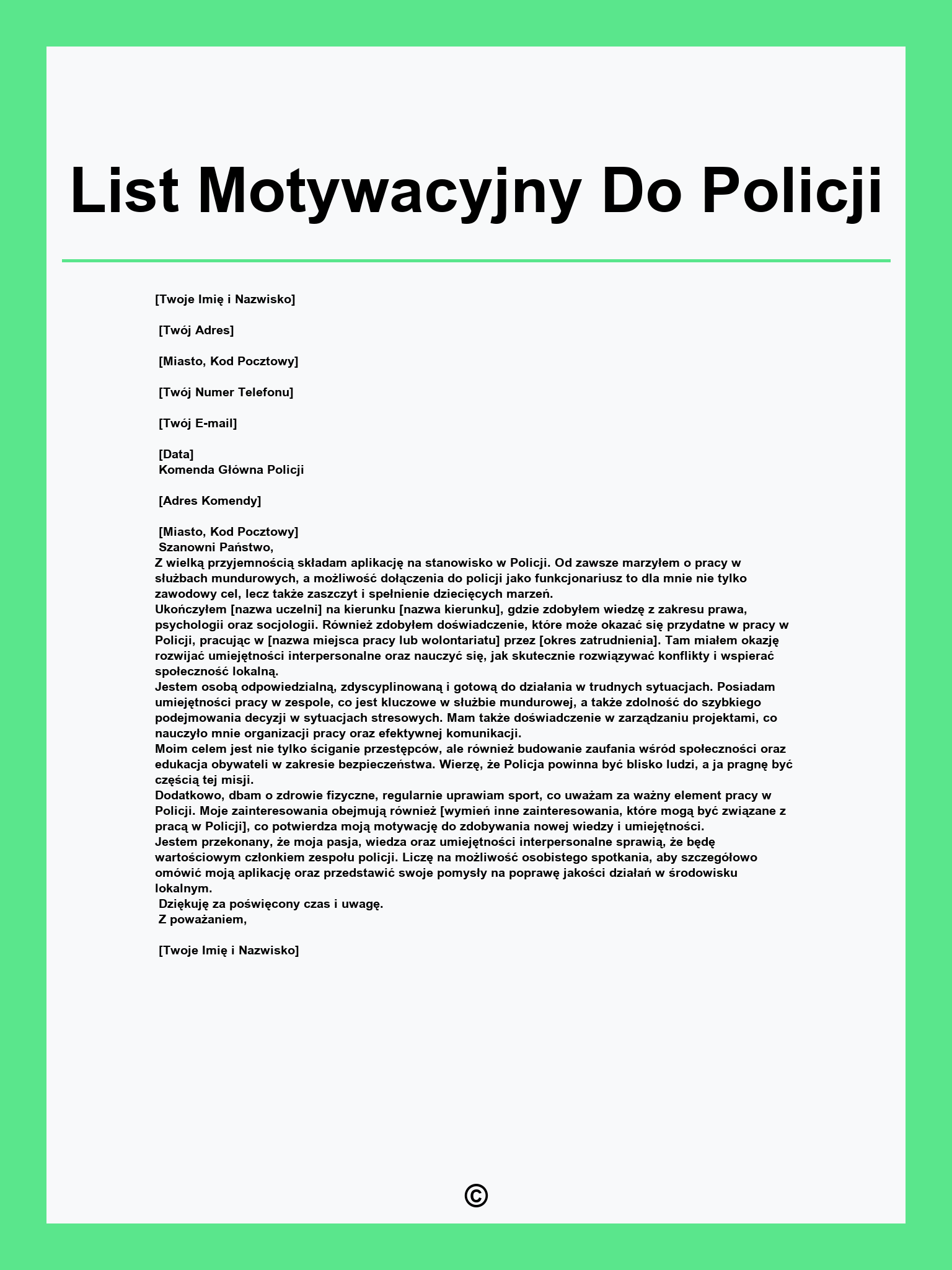 List Motywacyjny Do Policji