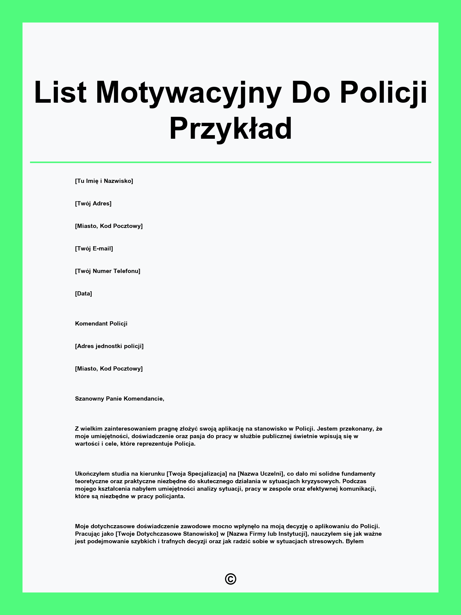 List Motywacyjny Do Policji Przykład