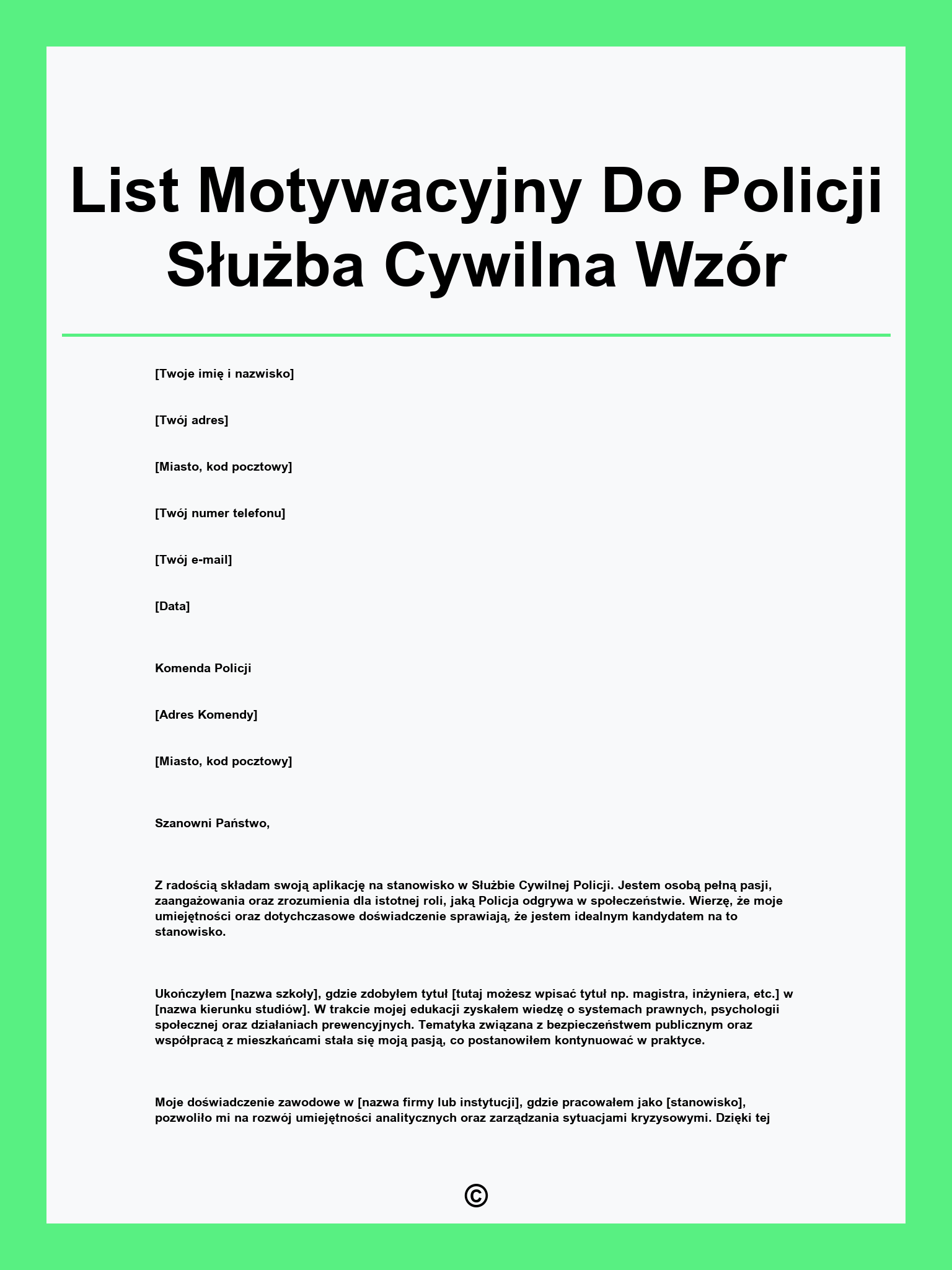 List Motywacyjny Do Policji Służba Cywilna Wzór