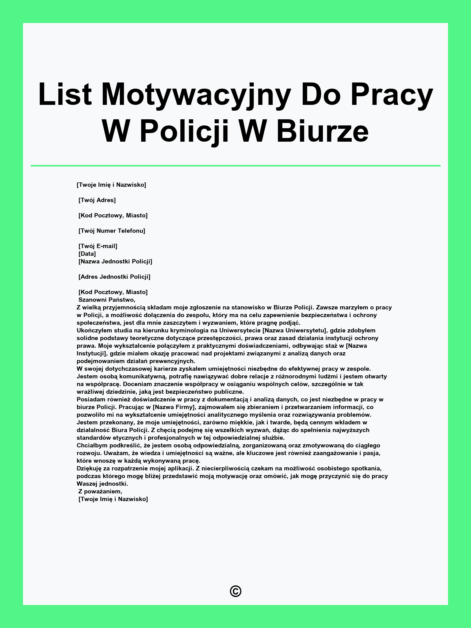 List Motywacyjny Do Pracy W Policji W Biurze