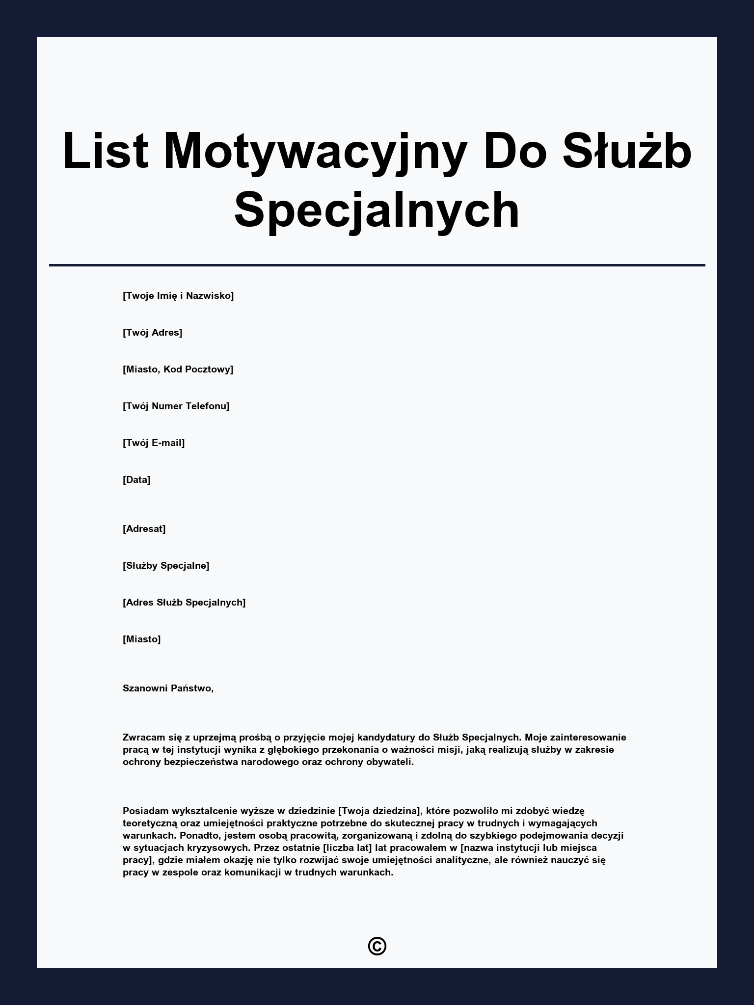 List Motywacyjny Do Służb Specjalnych
