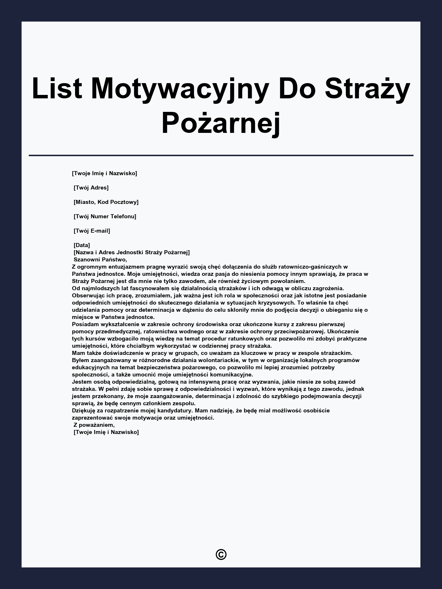 List Motywacyjny Do Straży Pożarnej