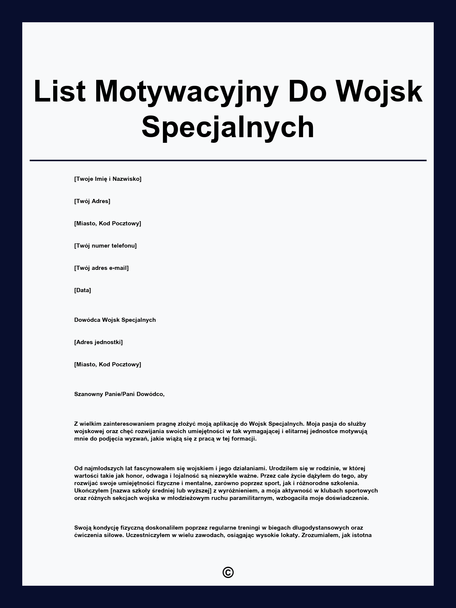 List Motywacyjny Do Wojsk Specjalnych