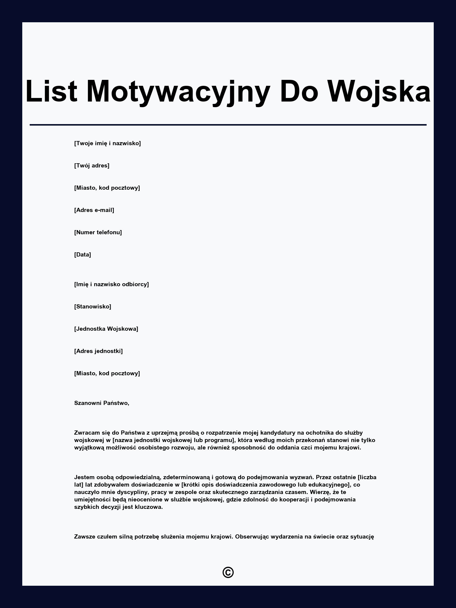 List Motywacyjny Do Wojska