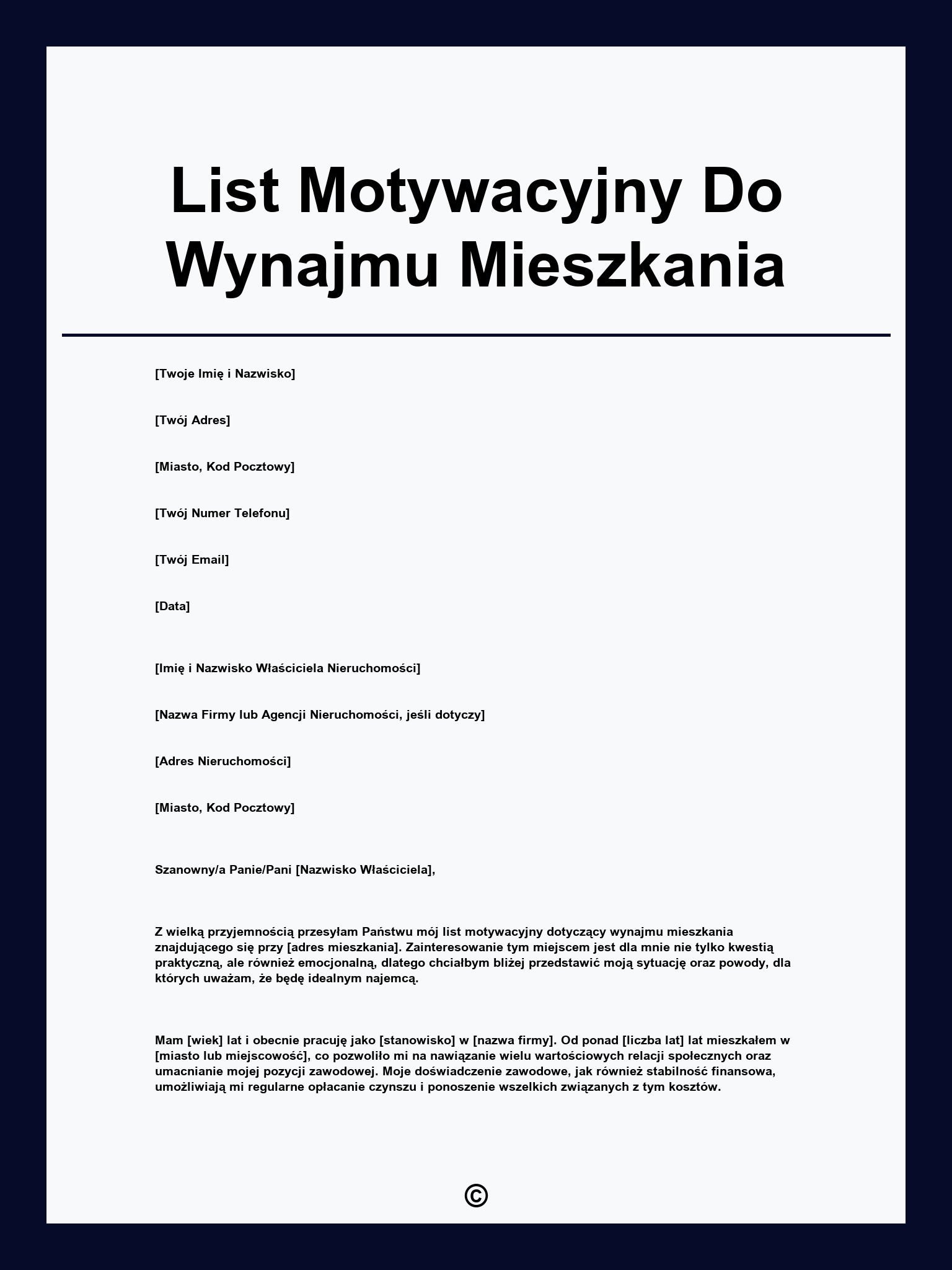 List Motywacyjny Do Wynajmu Mieszkania