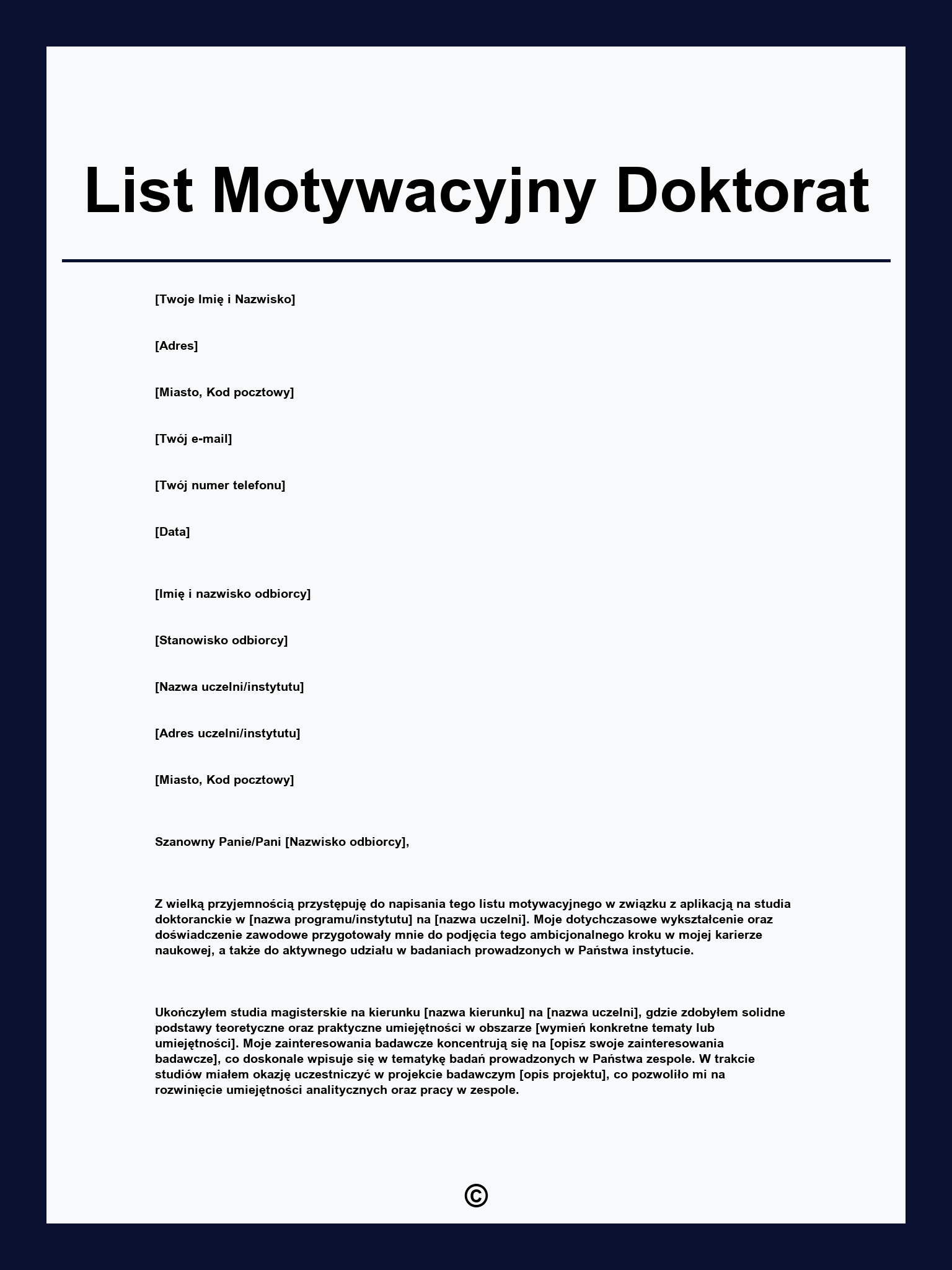 List Motywacyjny Doktorat
