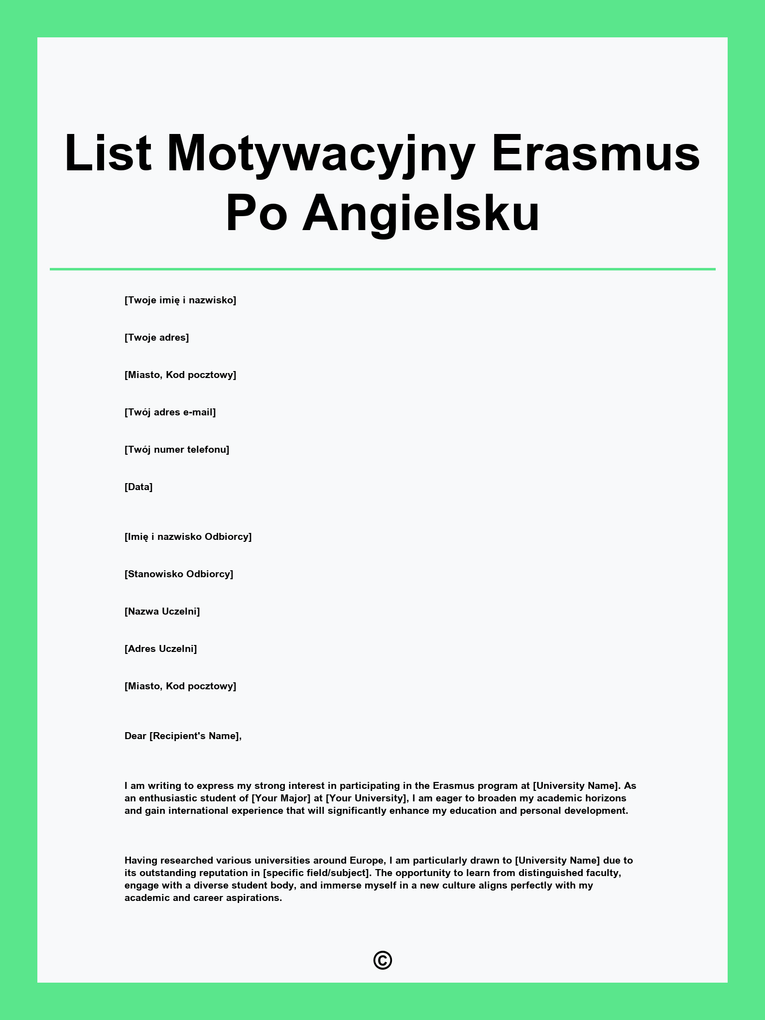 List Motywacyjny Erasmus Po Angielsku