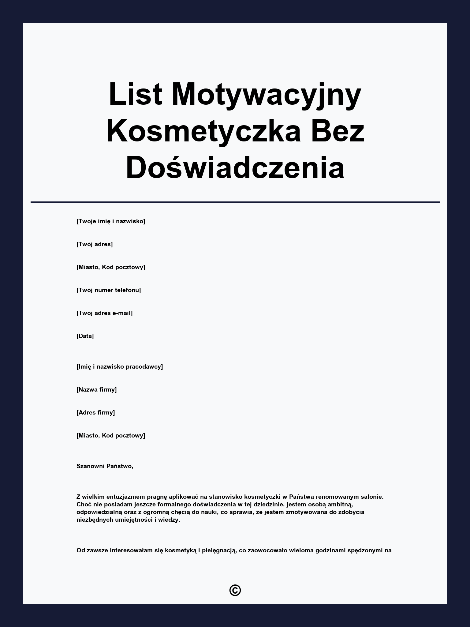 List Motywacyjny Kosmetyczka Bez Doświadczenia