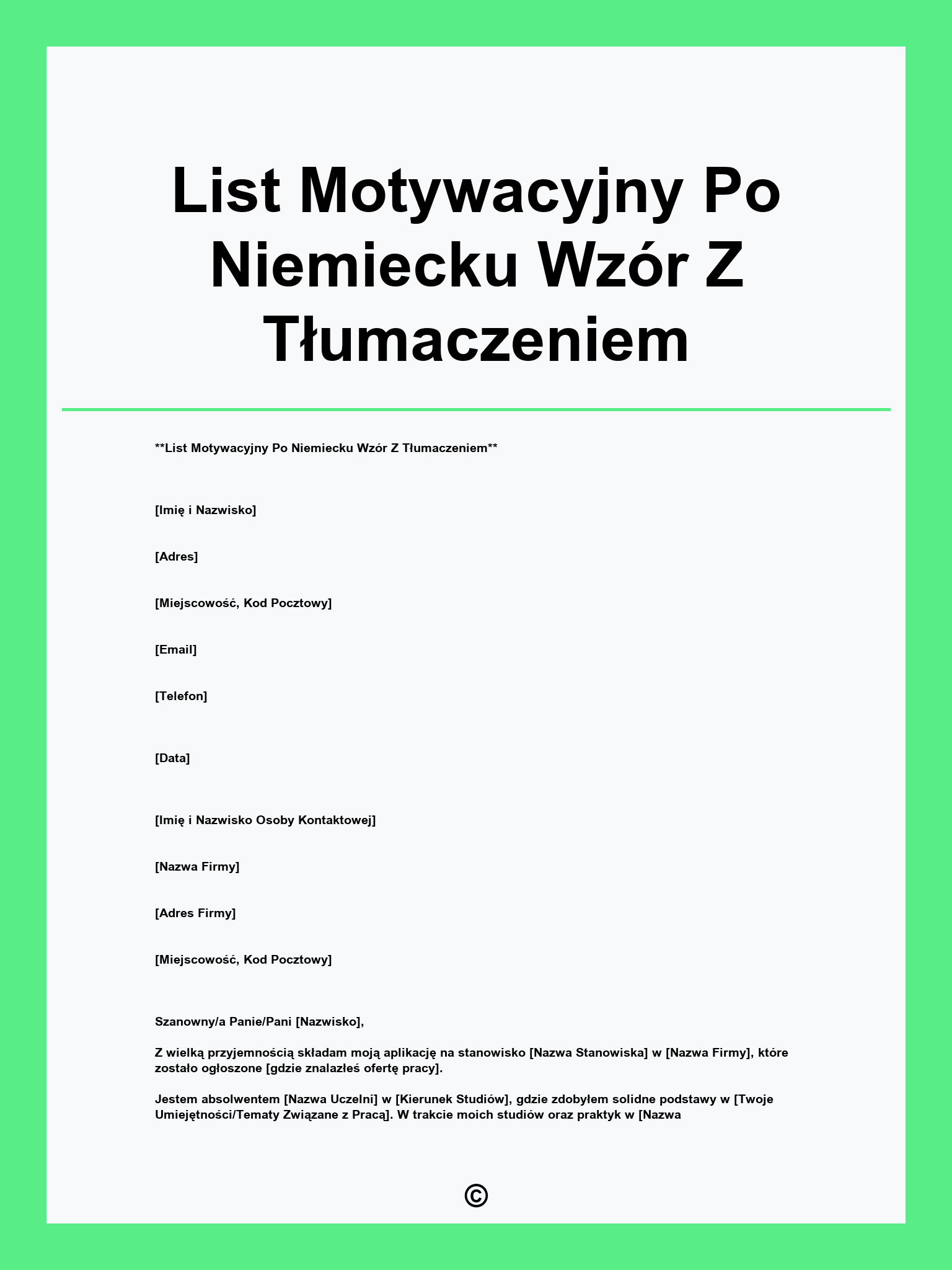 List Motywacyjny Po Niemiecku Wzór Z Tłumaczeniem
