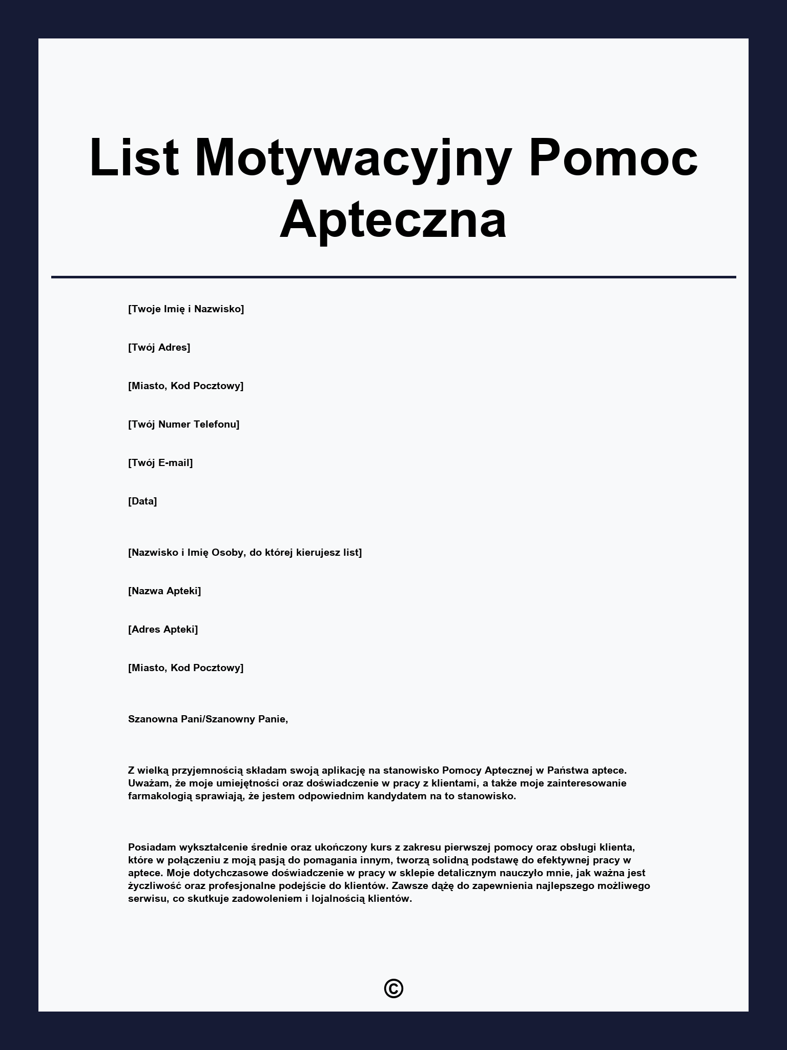 List Motywacyjny Pomoc Apteczna