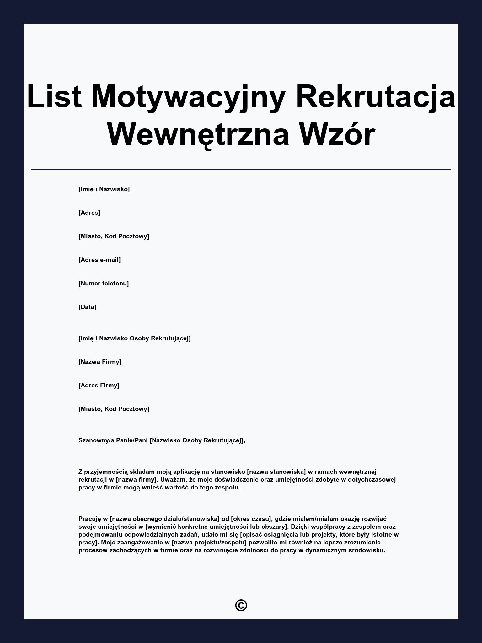 List Motywacyjny Rekrutacja Wewnętrzna Wzór