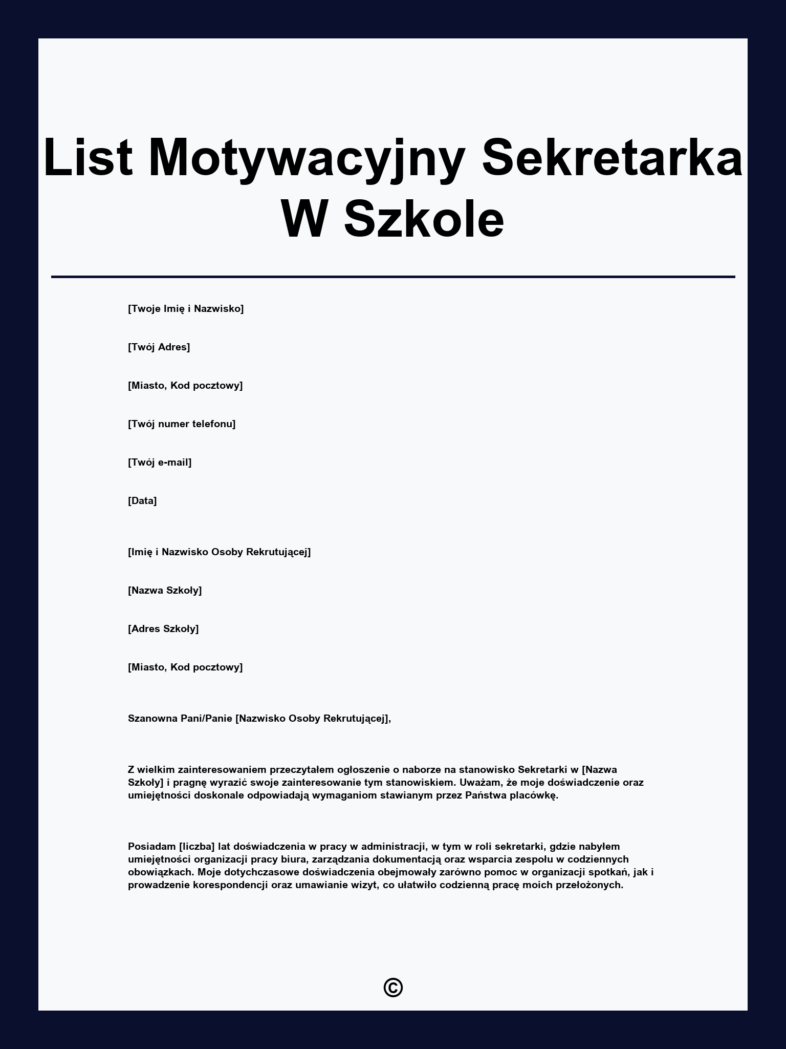 List Motywacyjny Sekretarka W Szkole