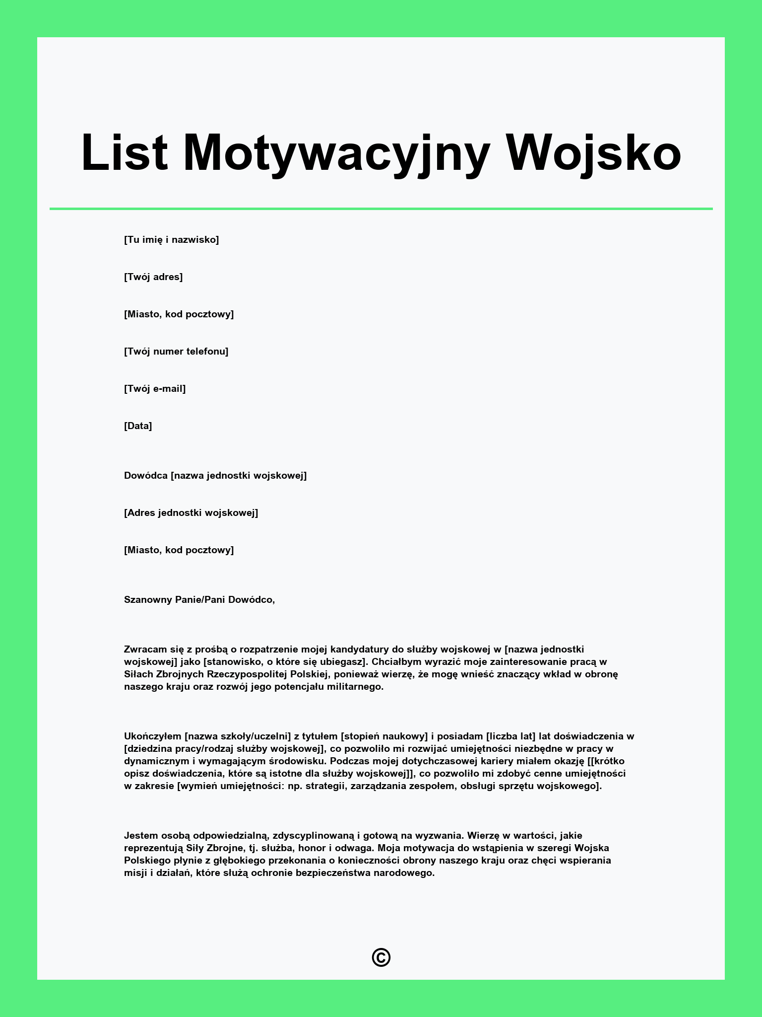 List Motywacyjny Wojsko