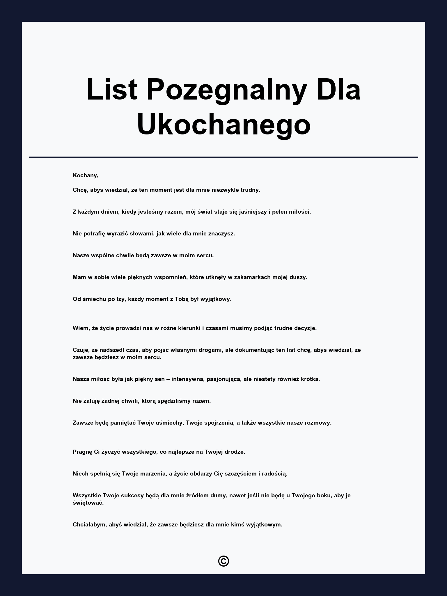 List Pozegnalny Dla Ukochanego