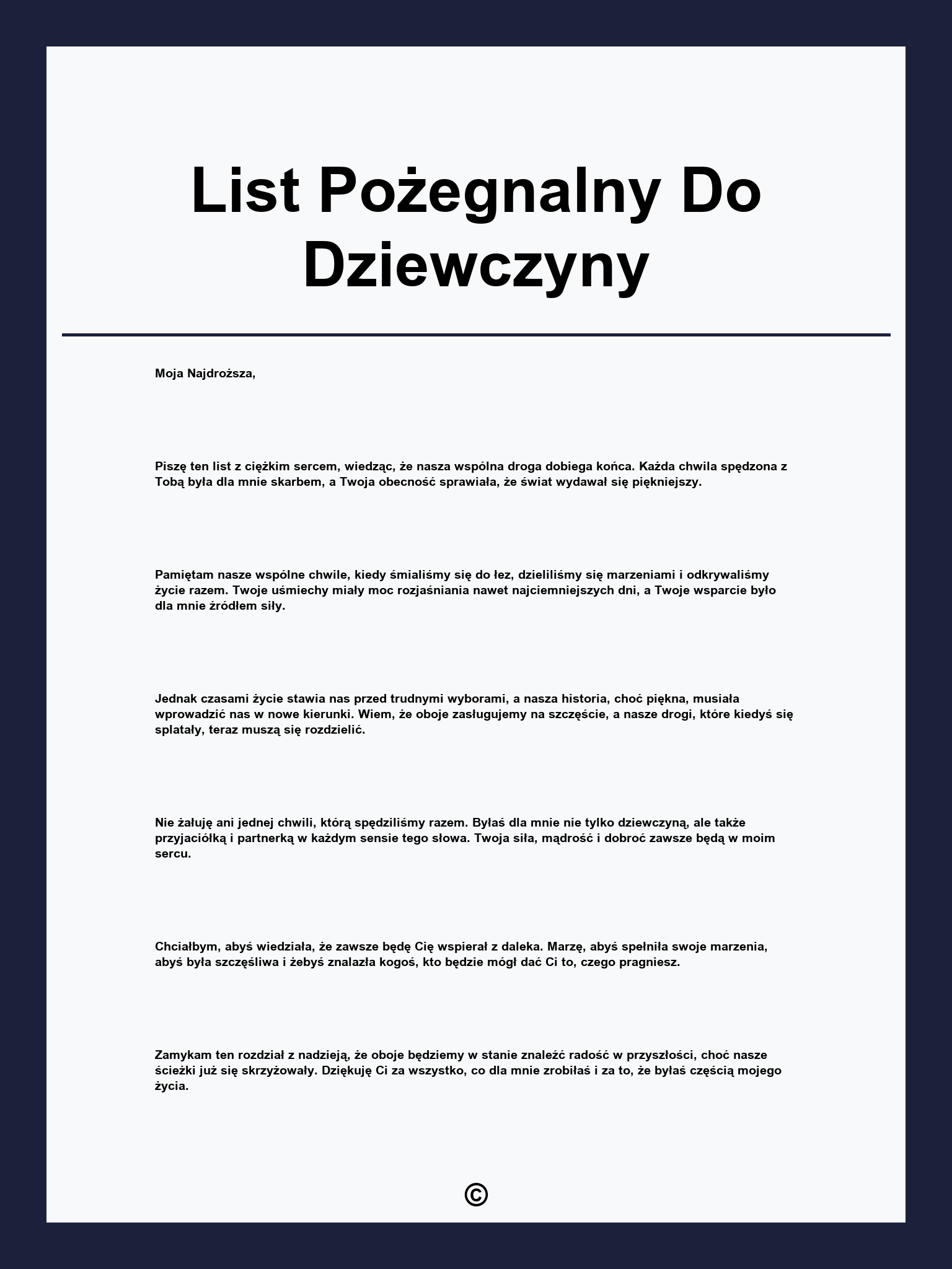 List Pożegnalny Do Dziewczyny