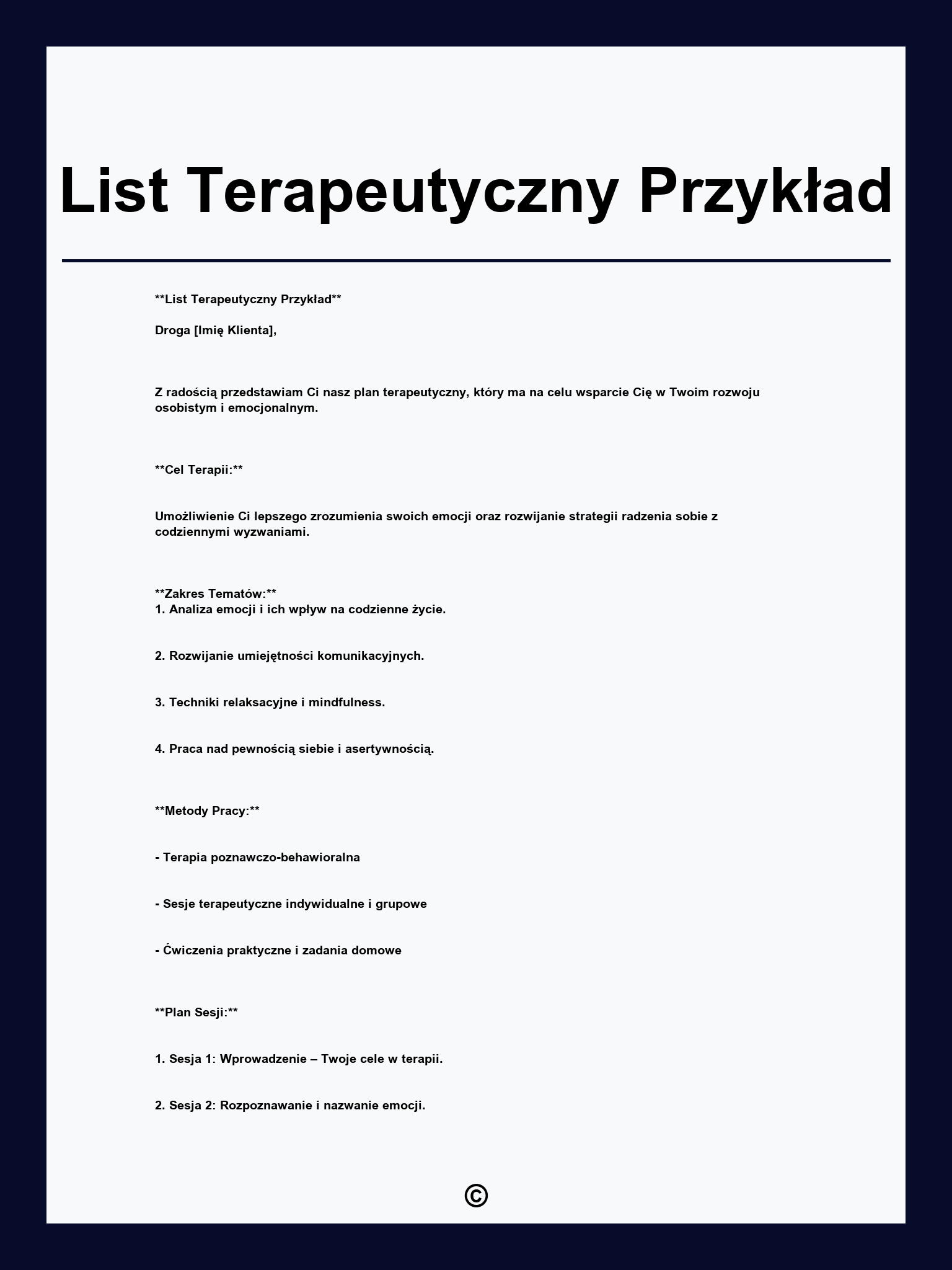List Terapeutyczny Przykład