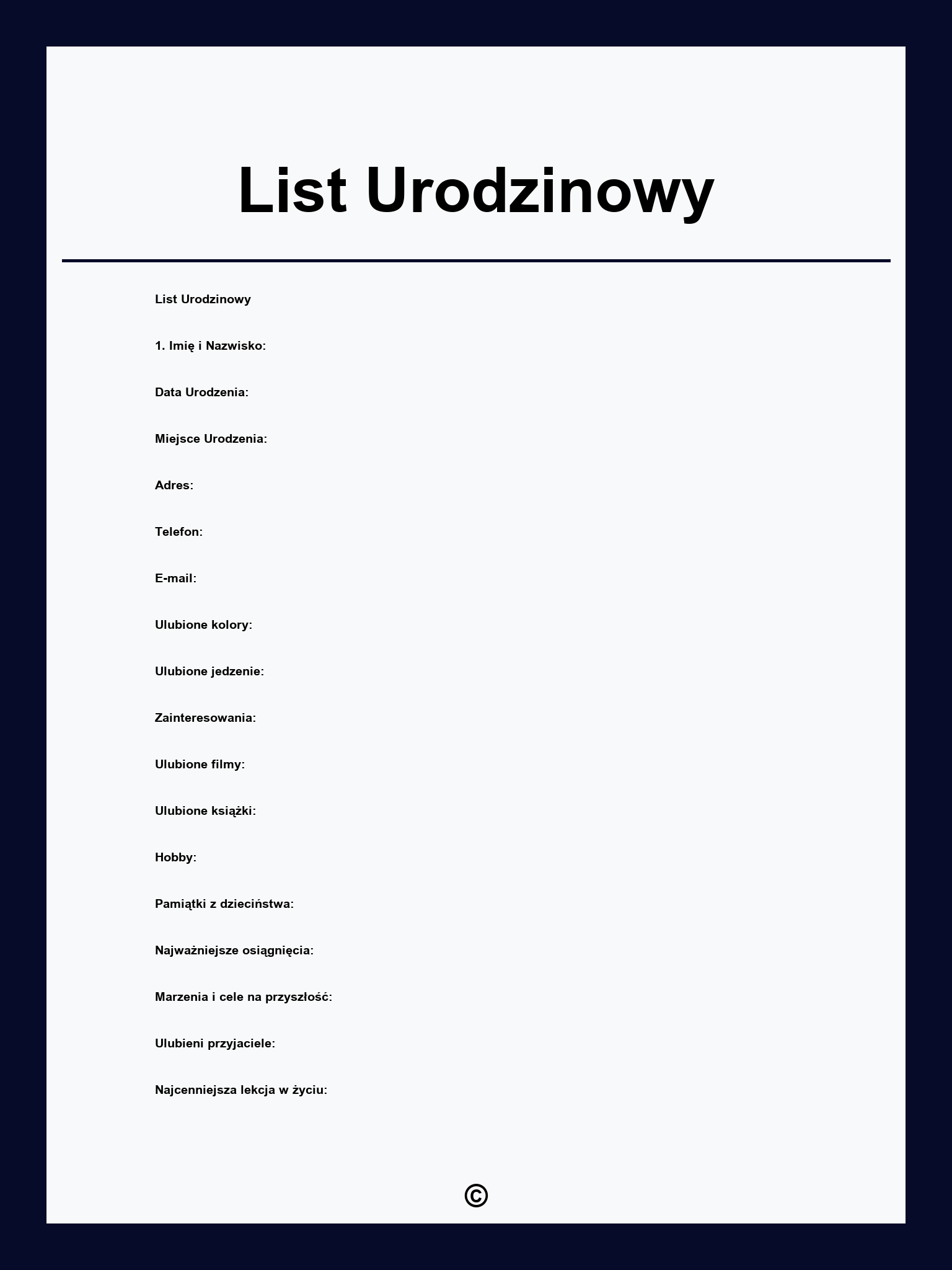 List Urodzinowy