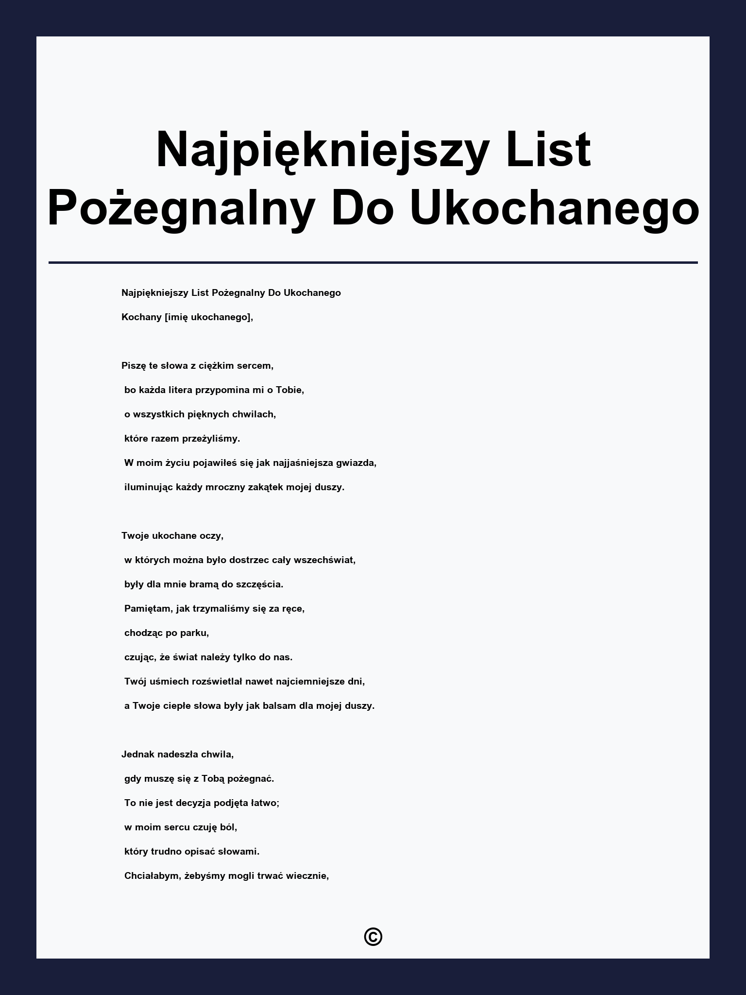 Najpiękniejszy List Pożegnalny Do Ukochanego