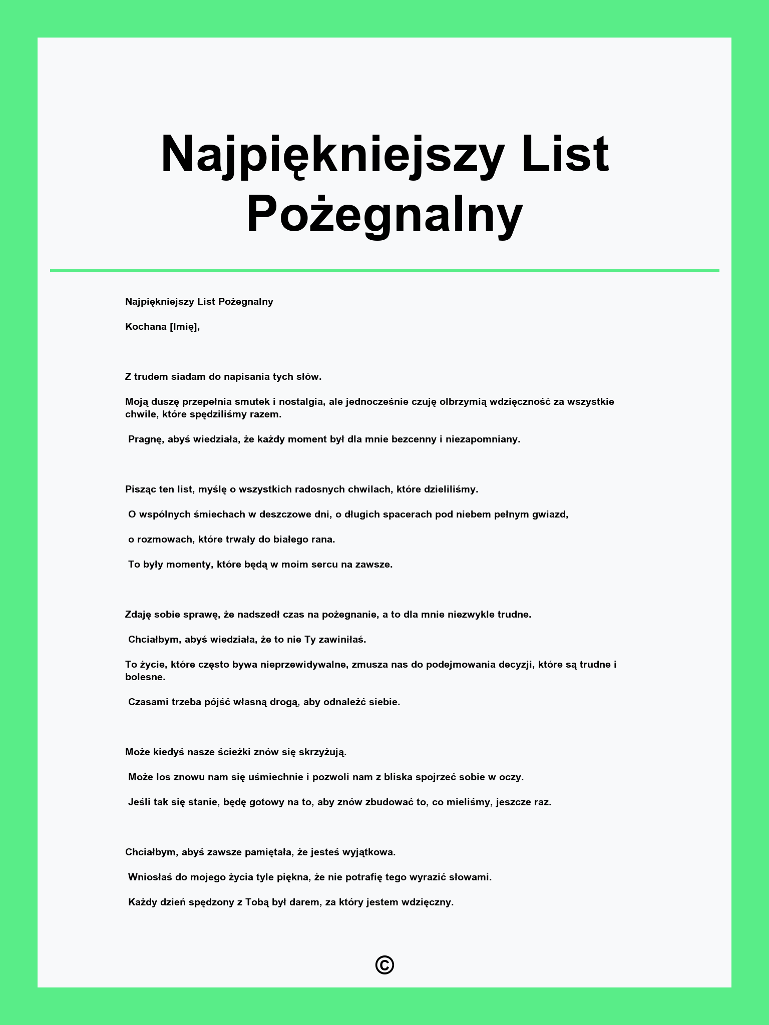 Najpiękniejszy List Pożegnalny