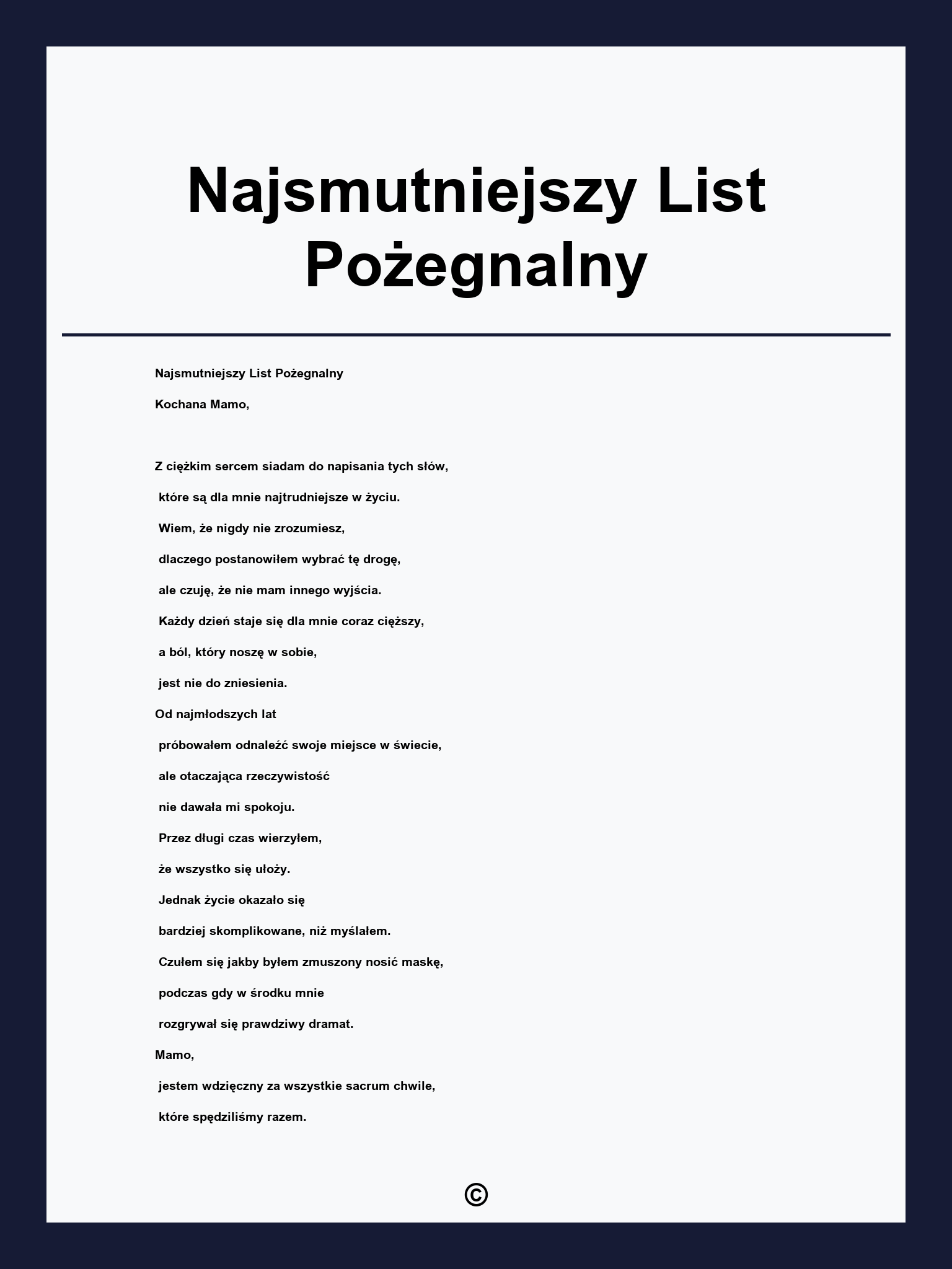 Najsmutniejszy List Pożegnalny