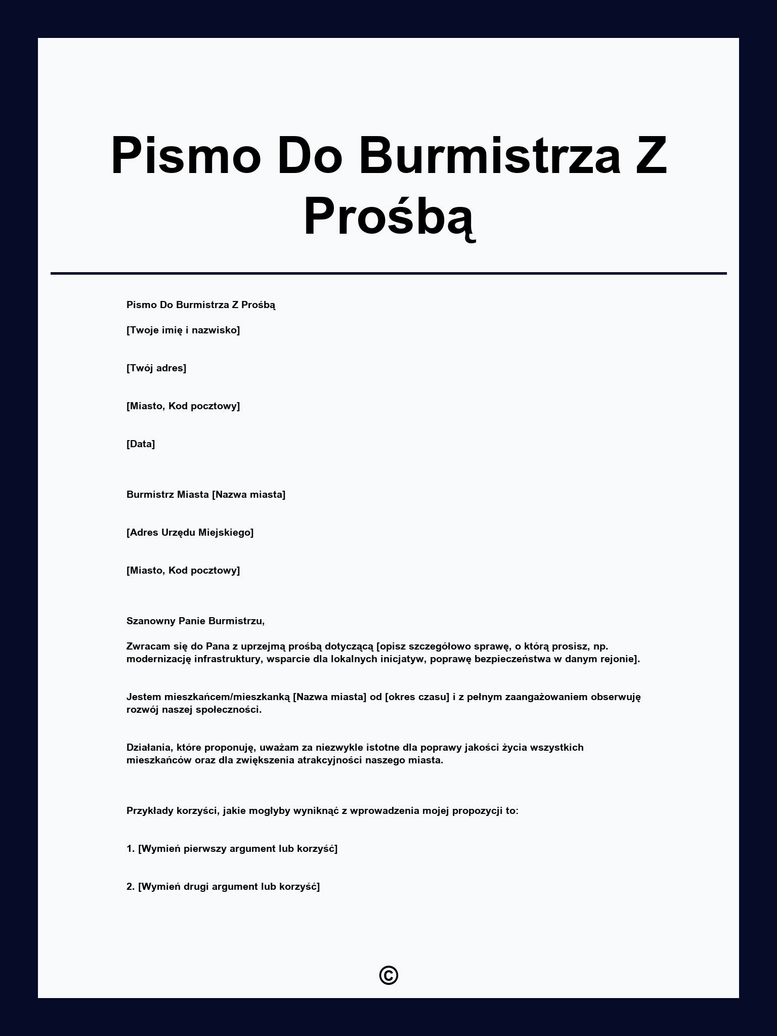Pismo Do Burmistrza Z Prośbą