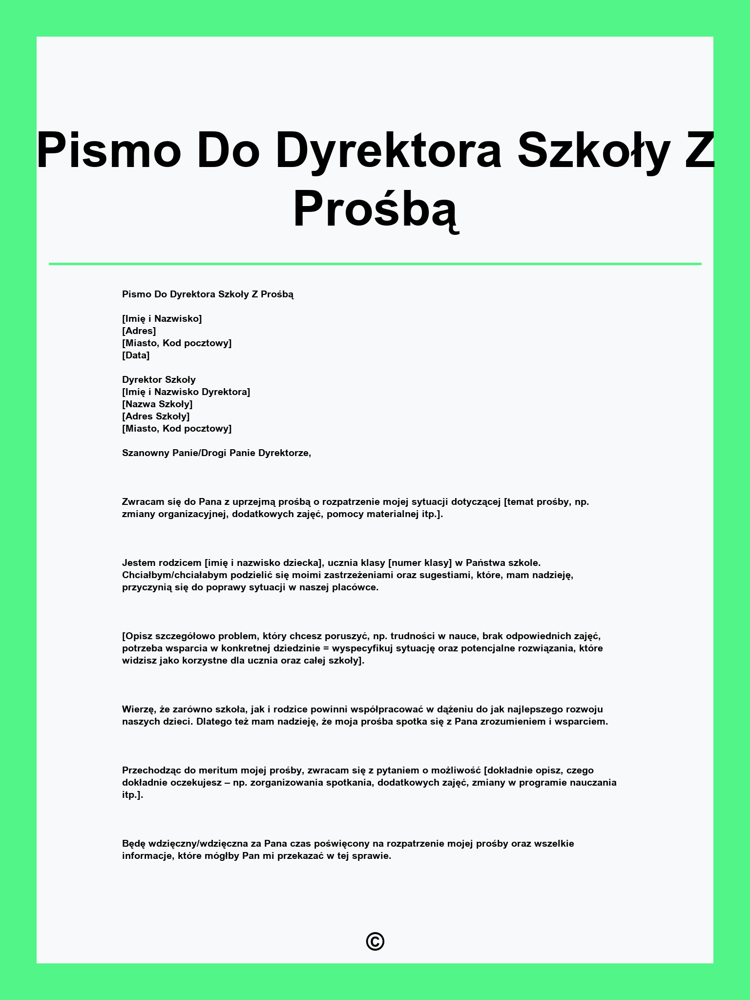 Pismo Do Dyrektora Szkoły Z Prośbą