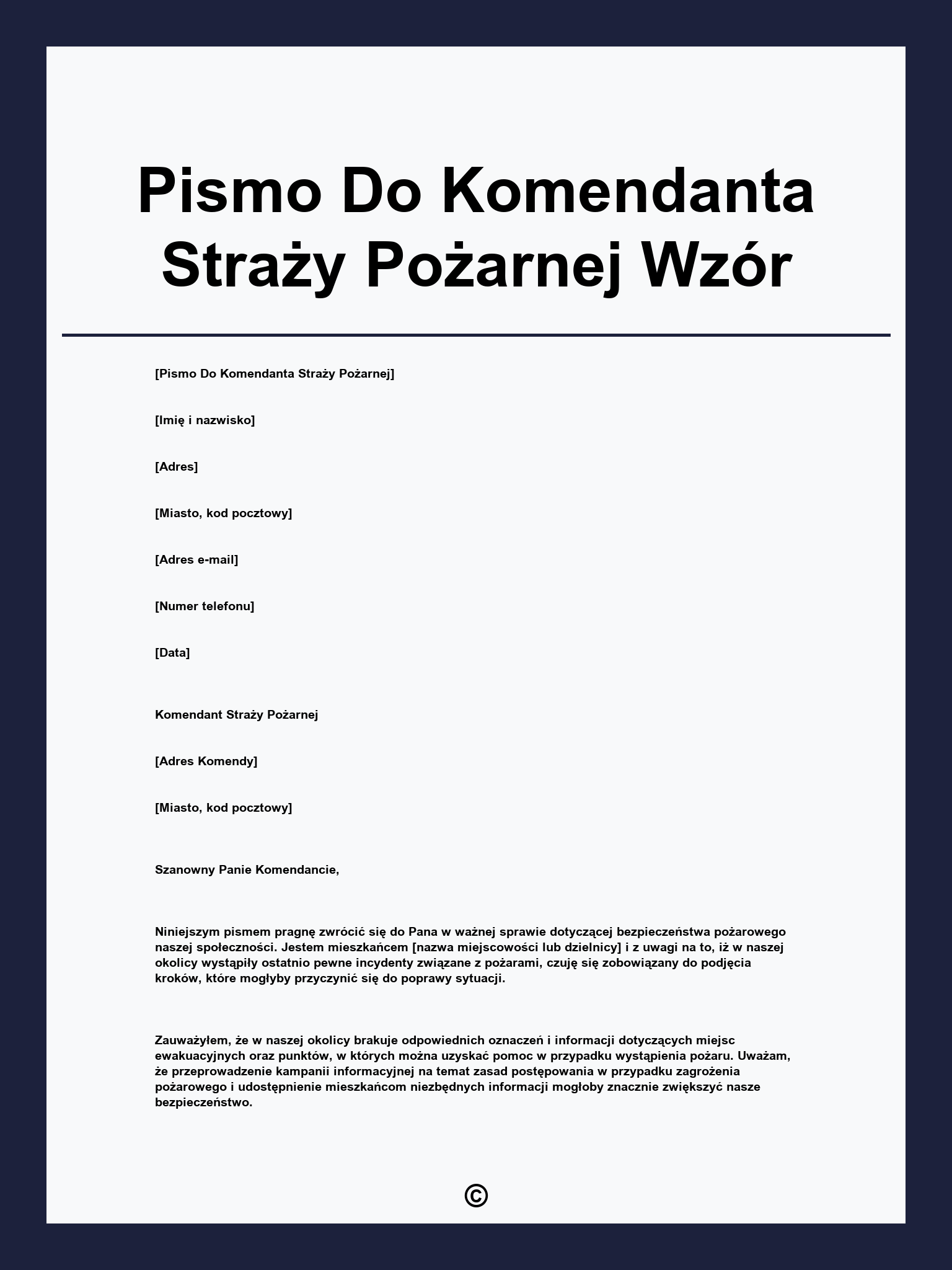Pismo Do Komendanta Straży Pożarnej Wzór