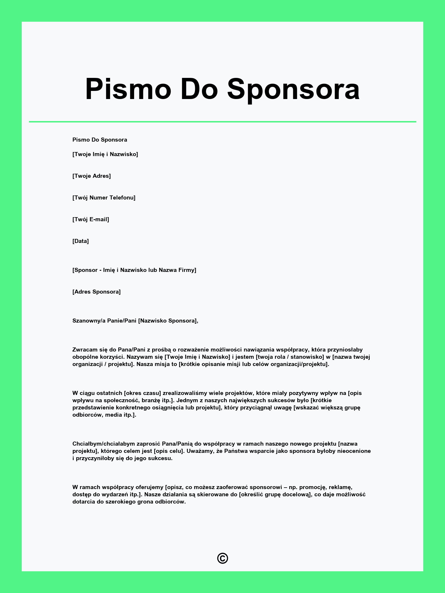 Pismo Do Sponsora