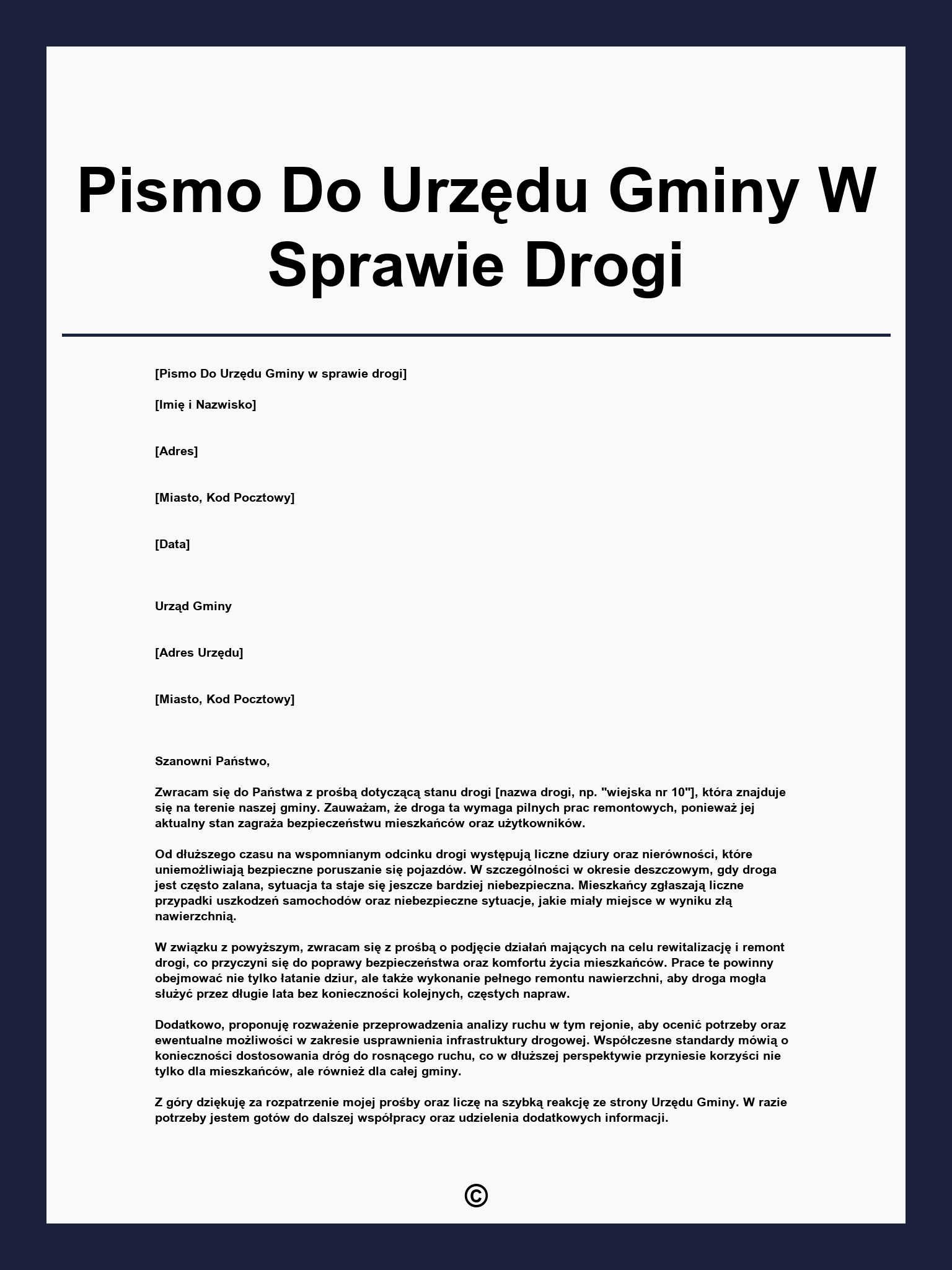 Pismo Do Urzędu Gminy W Sprawie Drogi