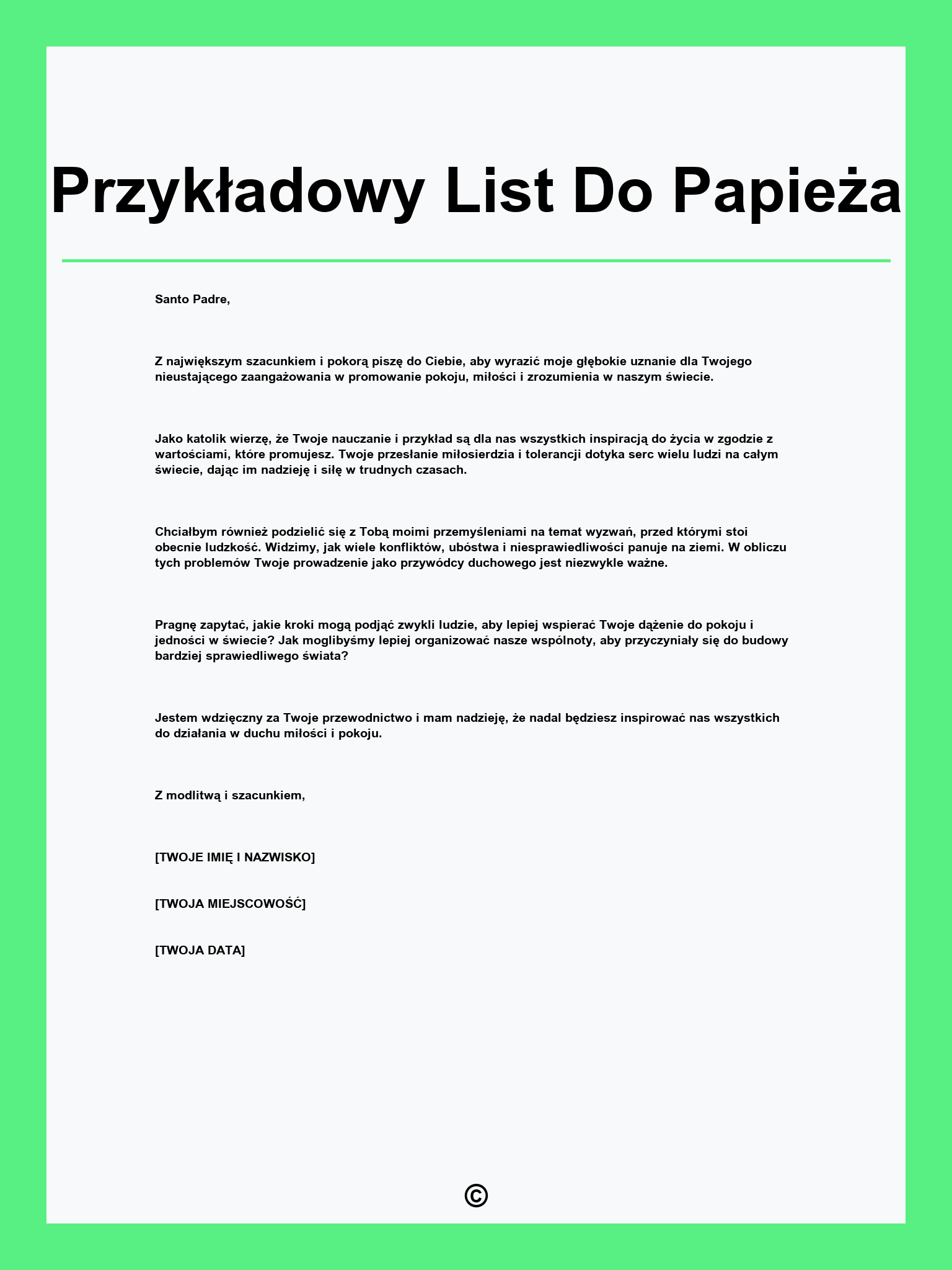 Przykładowy List Do Papieża