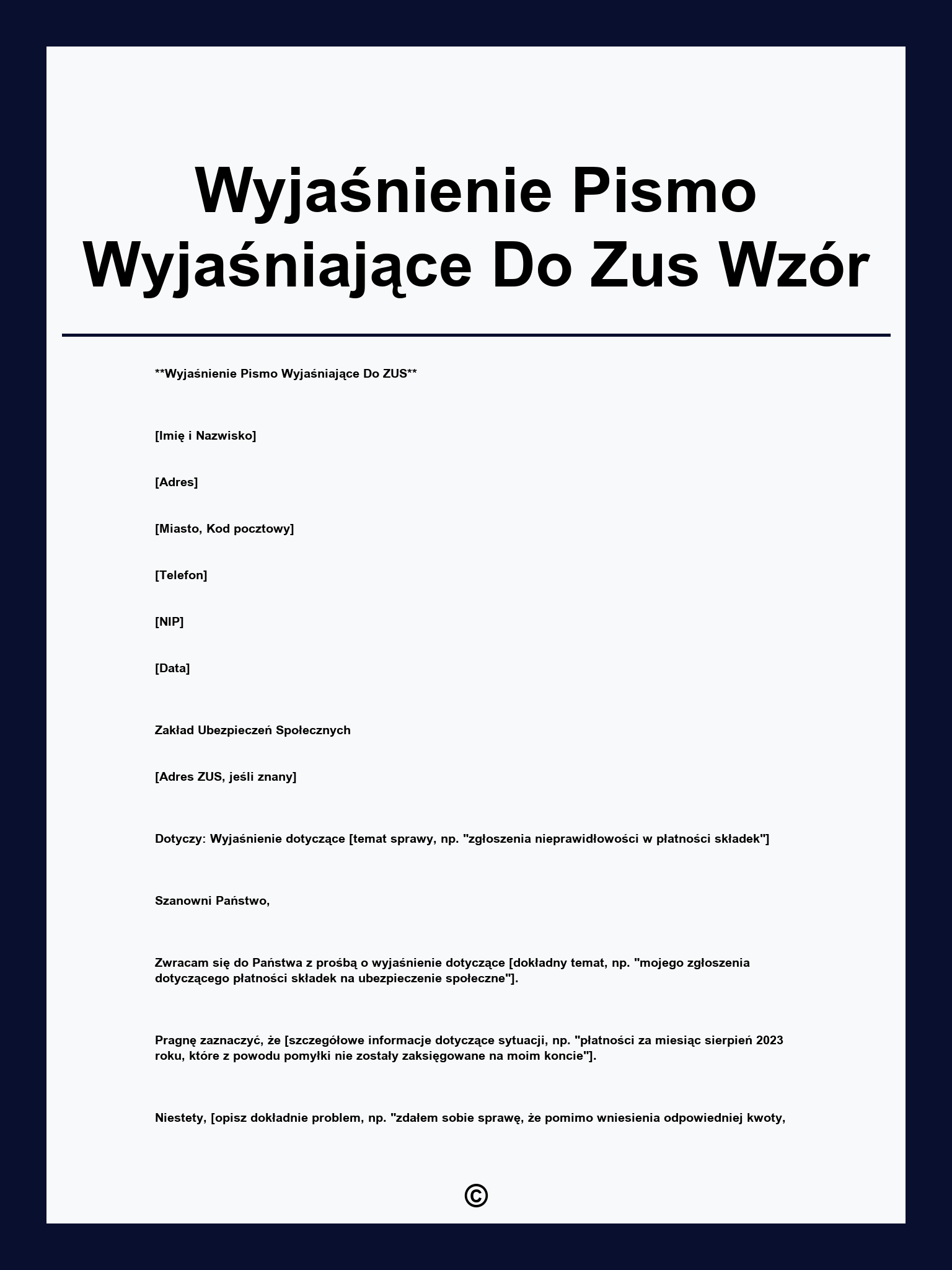 Wyjaśnienie Pismo Wyjaśniające Do Zus Wzór
