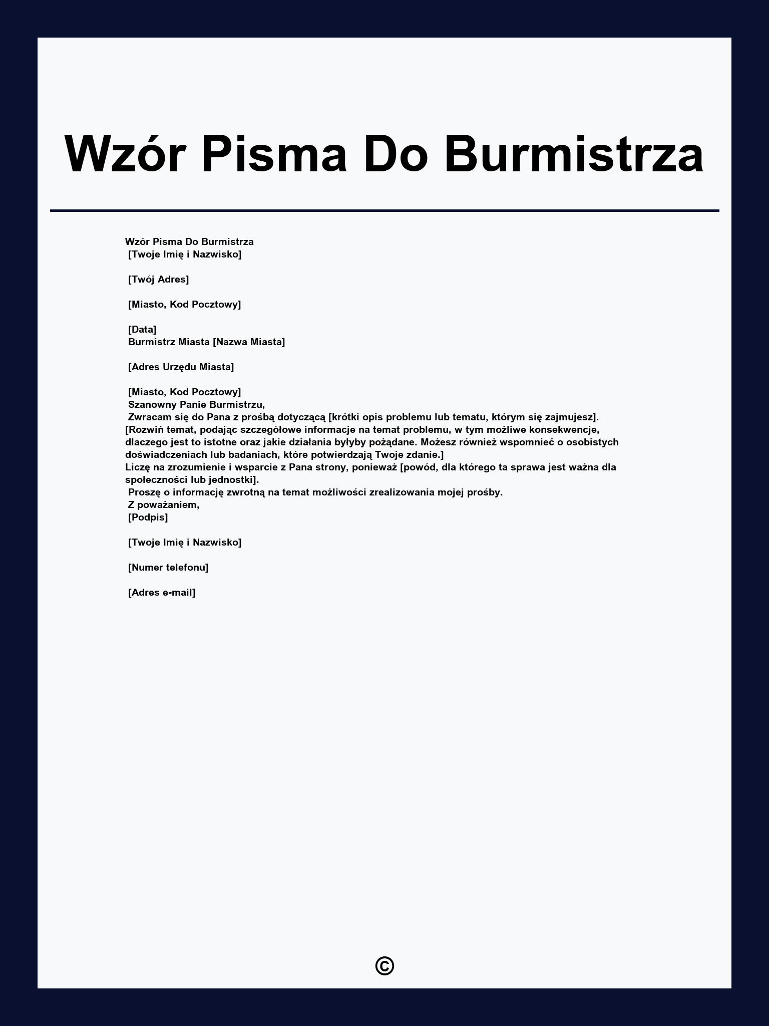 Wzór Pisma Do Burmistrza