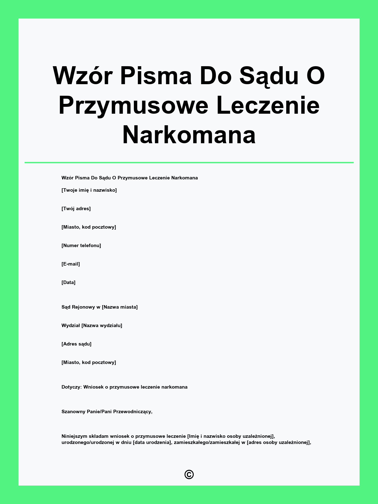 Wzór Pisma Do Sądu O Przymusowe Leczenie Narkomana