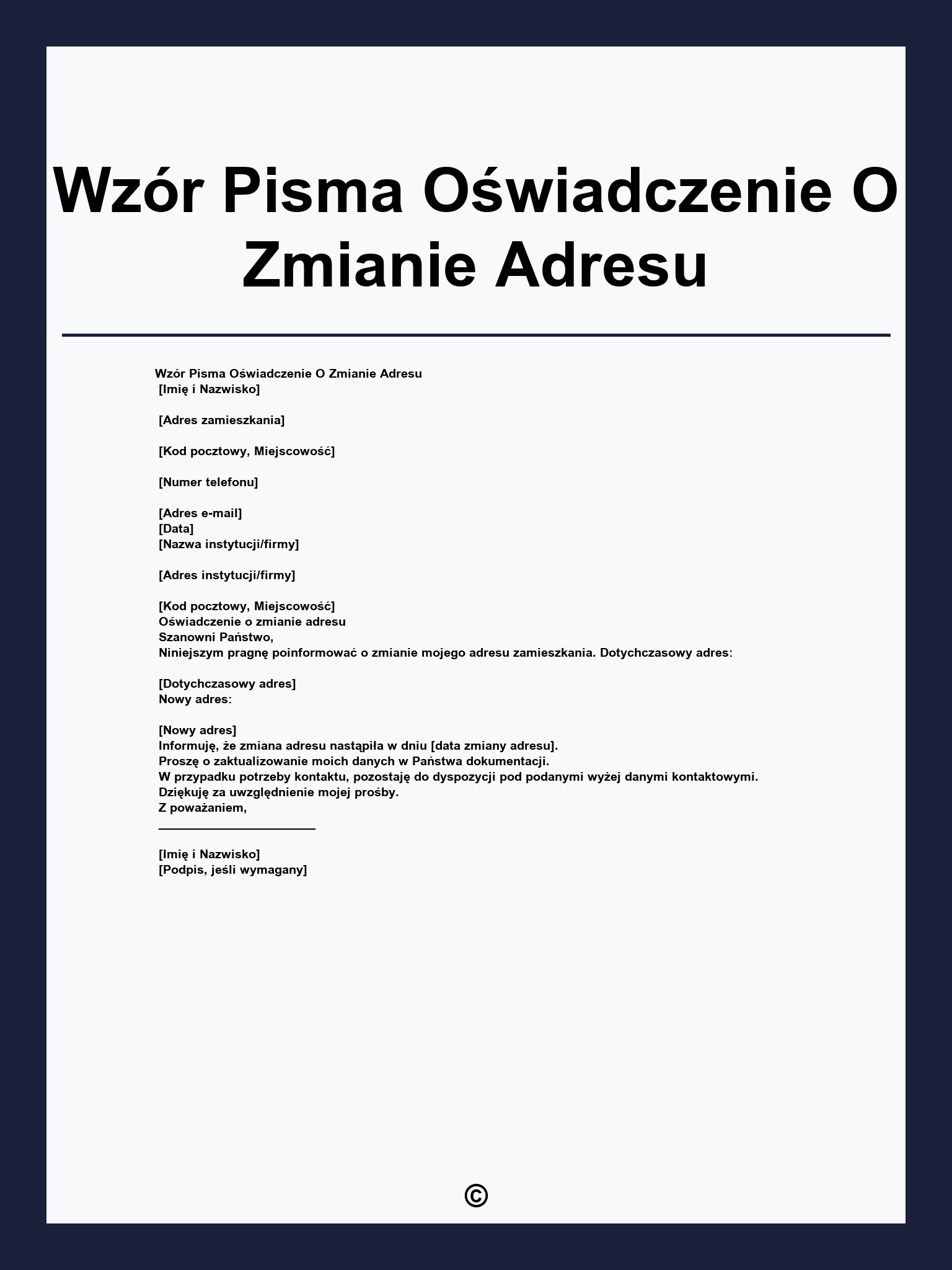 Wzór Pisma Oświadczenie O Zmianie Adresu