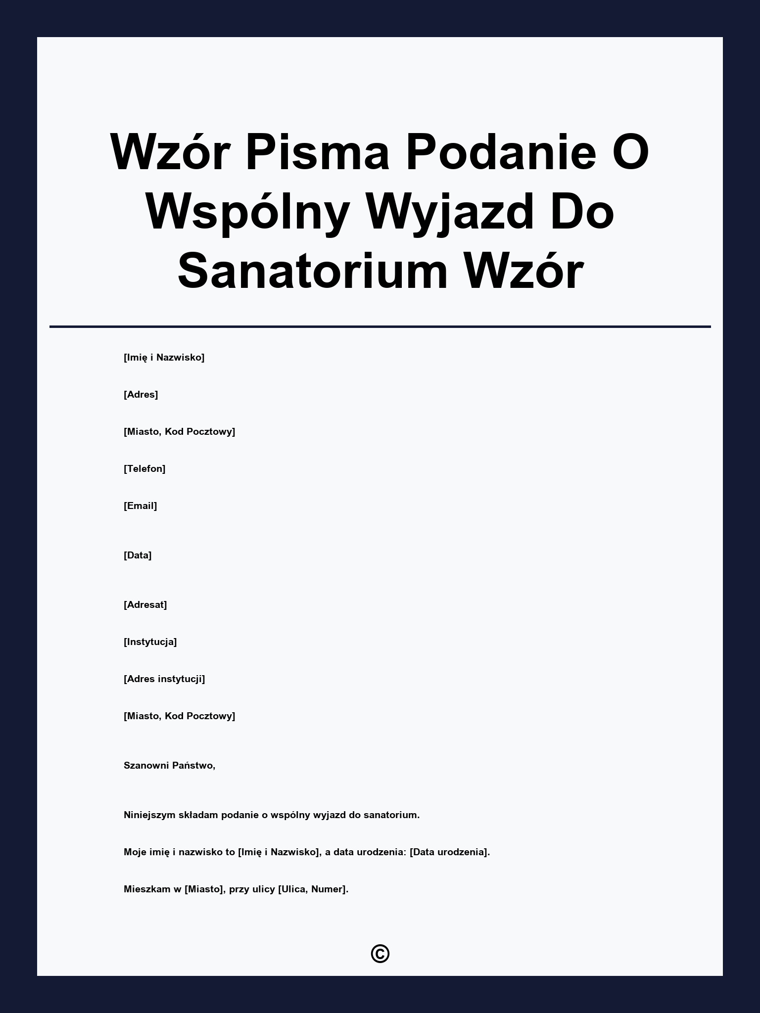 Wzór Pisma Podanie O Wspólny Wyjazd Do Sanatorium Wzór