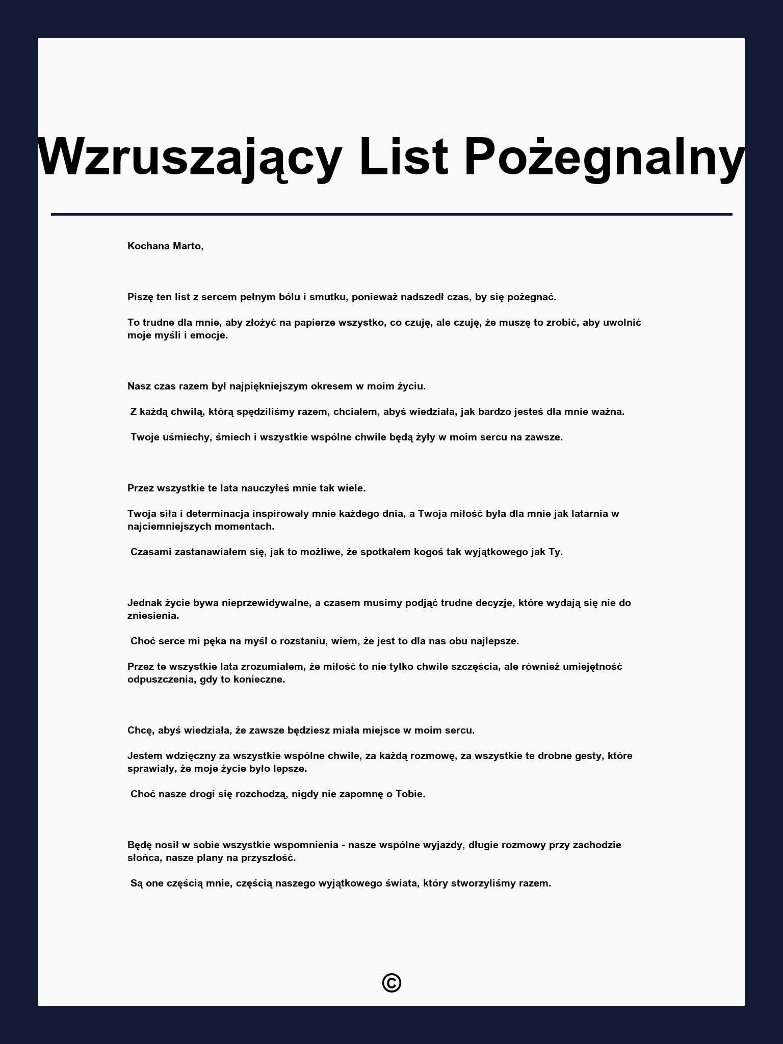 Wzruszający List Pożegnalny